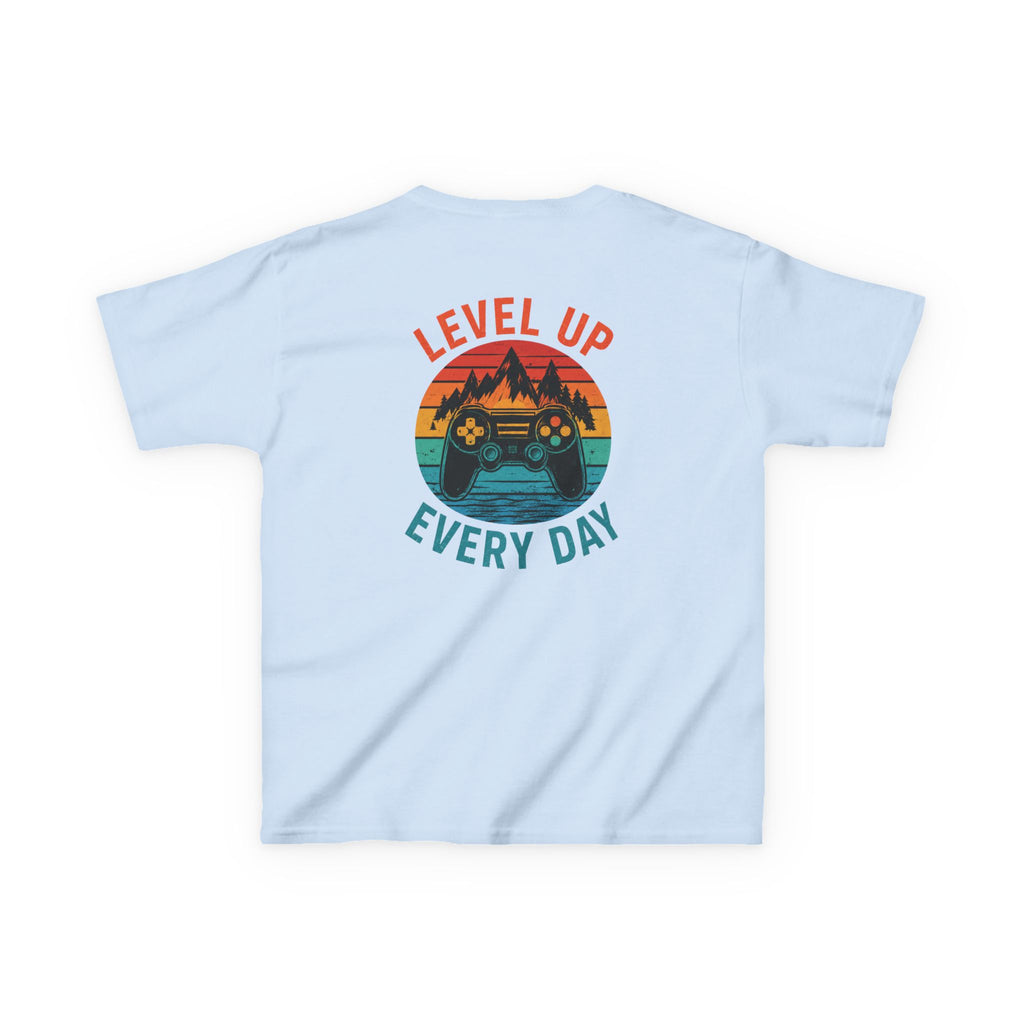 Kids Tee "Level Up Every Day" Retro Gamer Graphic