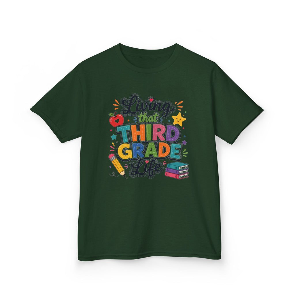 Kids "Living That Third Grade Life" T-Shirt Girls & Boys Colorful Back-to-School Tee