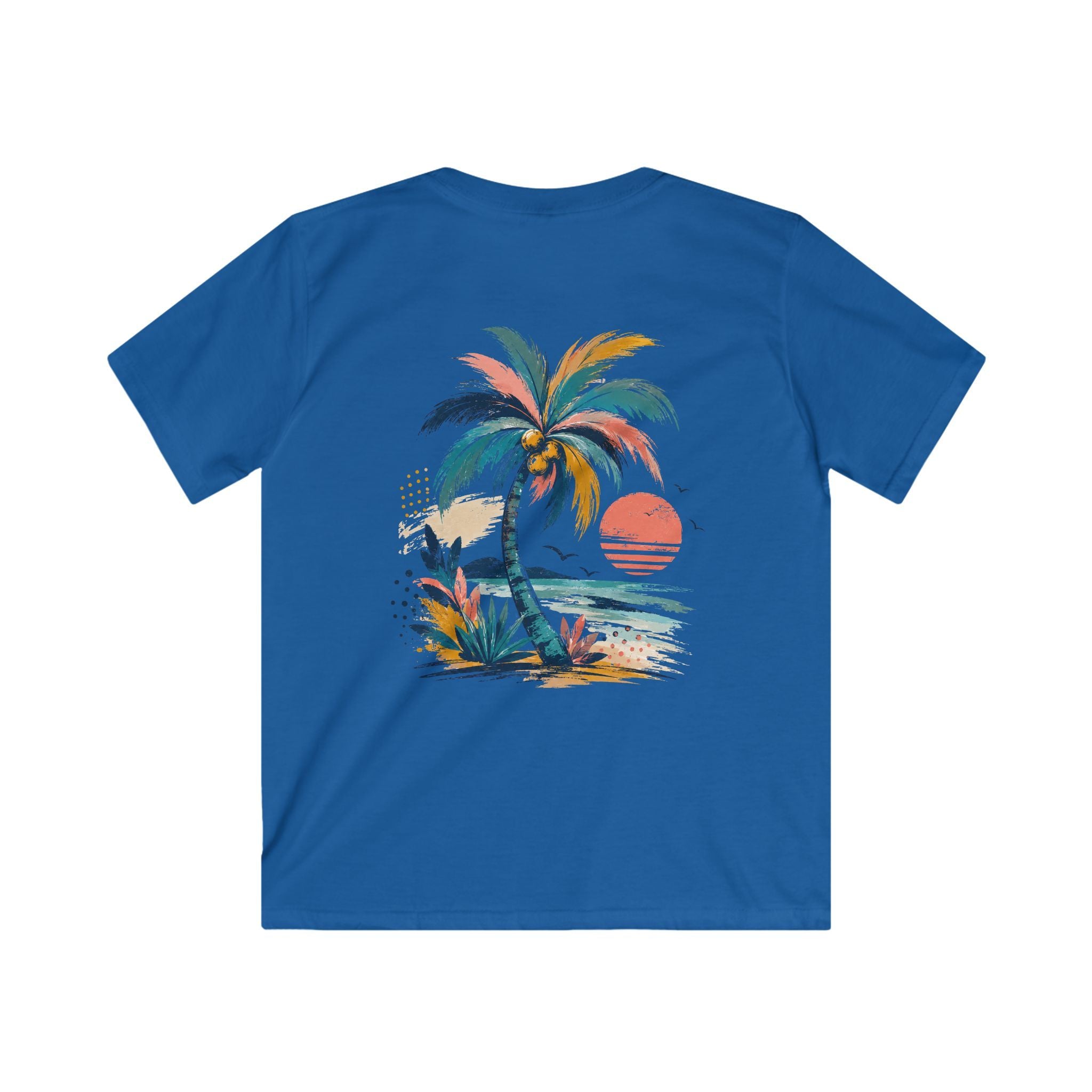 Kids Palm Beach T-Shirt Tropical Sunset Beach Tee for Children