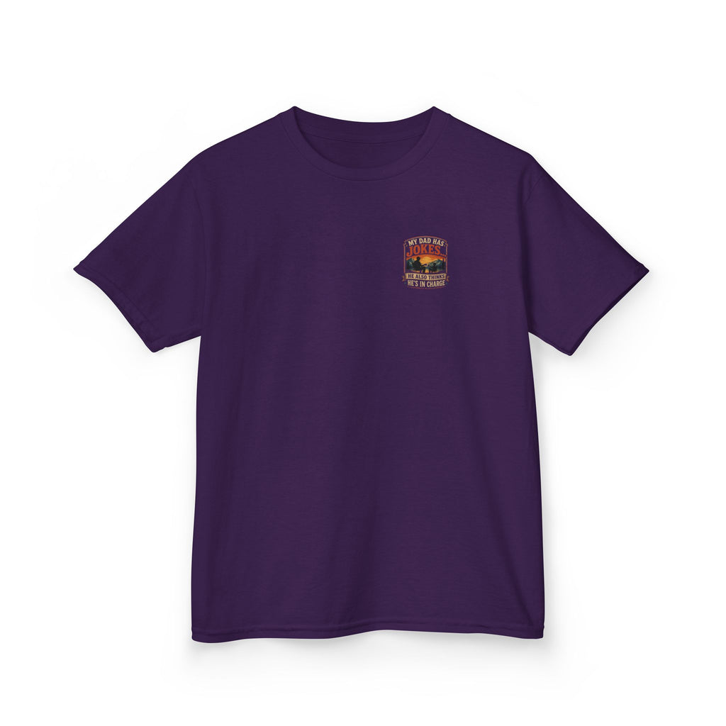 Kids Tee “My Dad Has Jokes… He Also Thinks He’s In Charge” Family Father’s Day Shirt