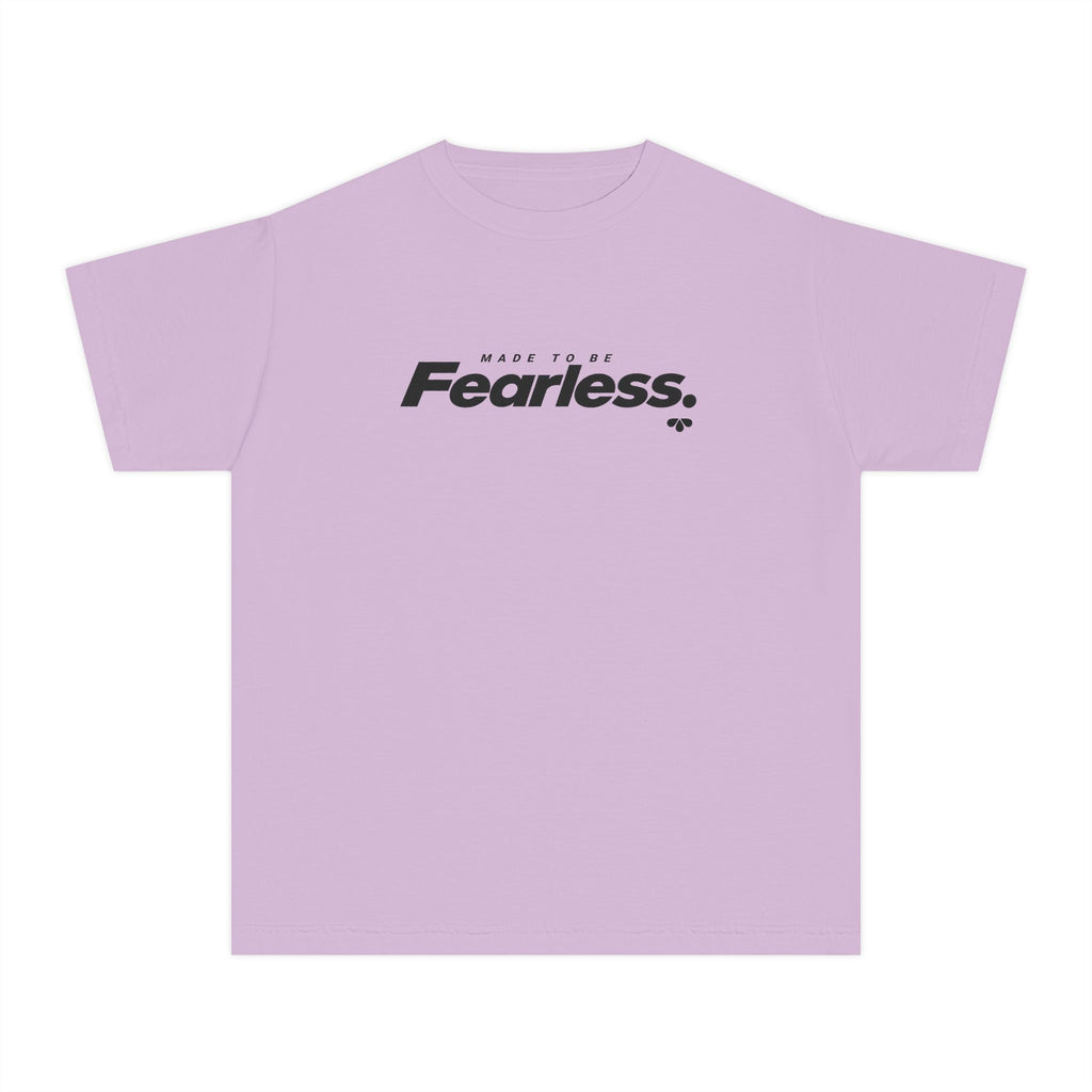Motivational Youth Shirt, Made to Be Fearless Bold Text Tee, Confidence Kids