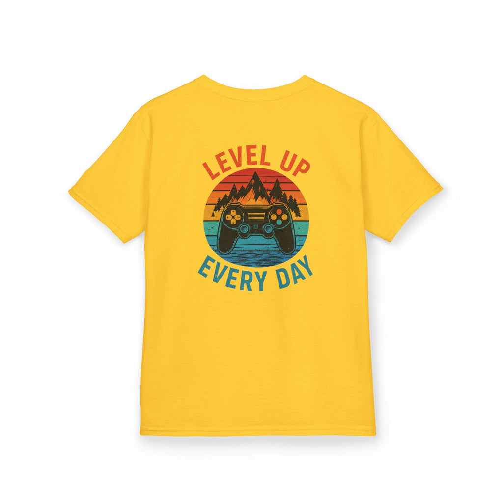 Kids Tee "Level Up Every Day" Retro Gamer Graphic