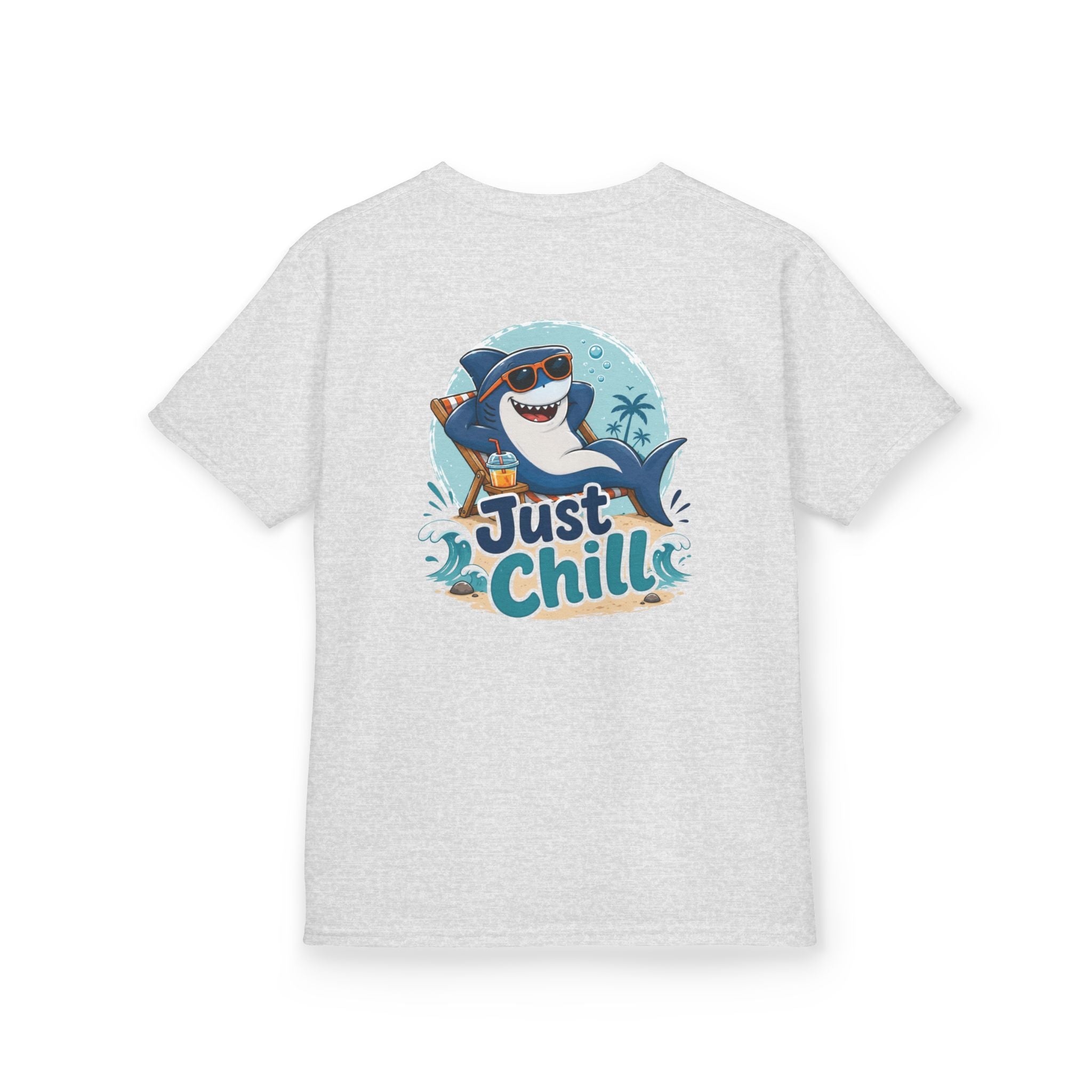Kids Tee 'Just Chill' Surfing Shark Girls and Boys Graphic
