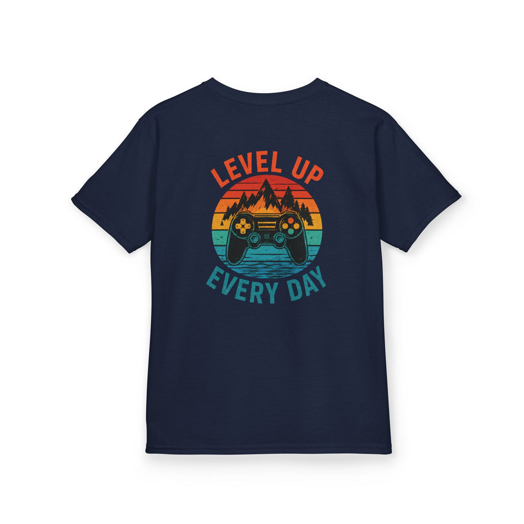 Kids Tee "Level Up Every Day" Retro Gamer Graphic