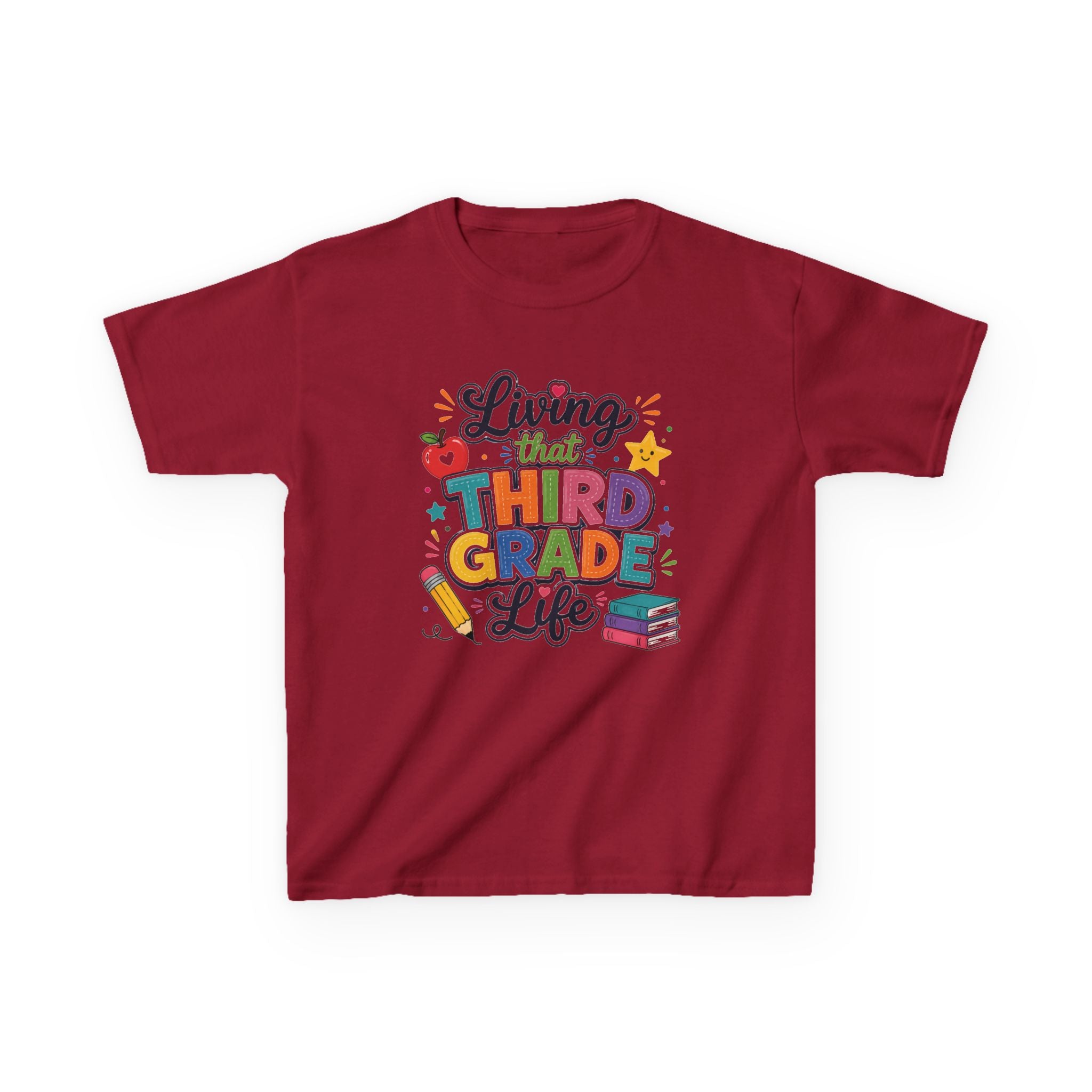 Kids "Living That Third Grade Life" T-Shirt Girls & Boys Colorful Back-to-School Tee