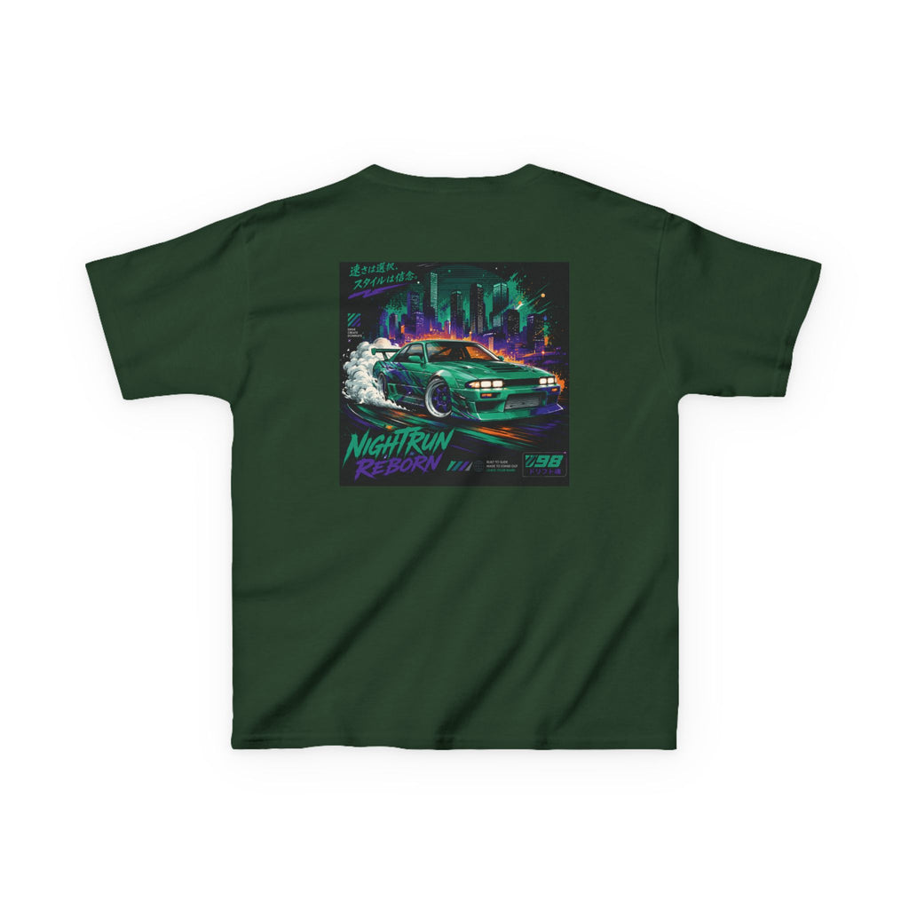 Boys Tee "Retro Nightrun Drift Car" Graphic (Neon City)