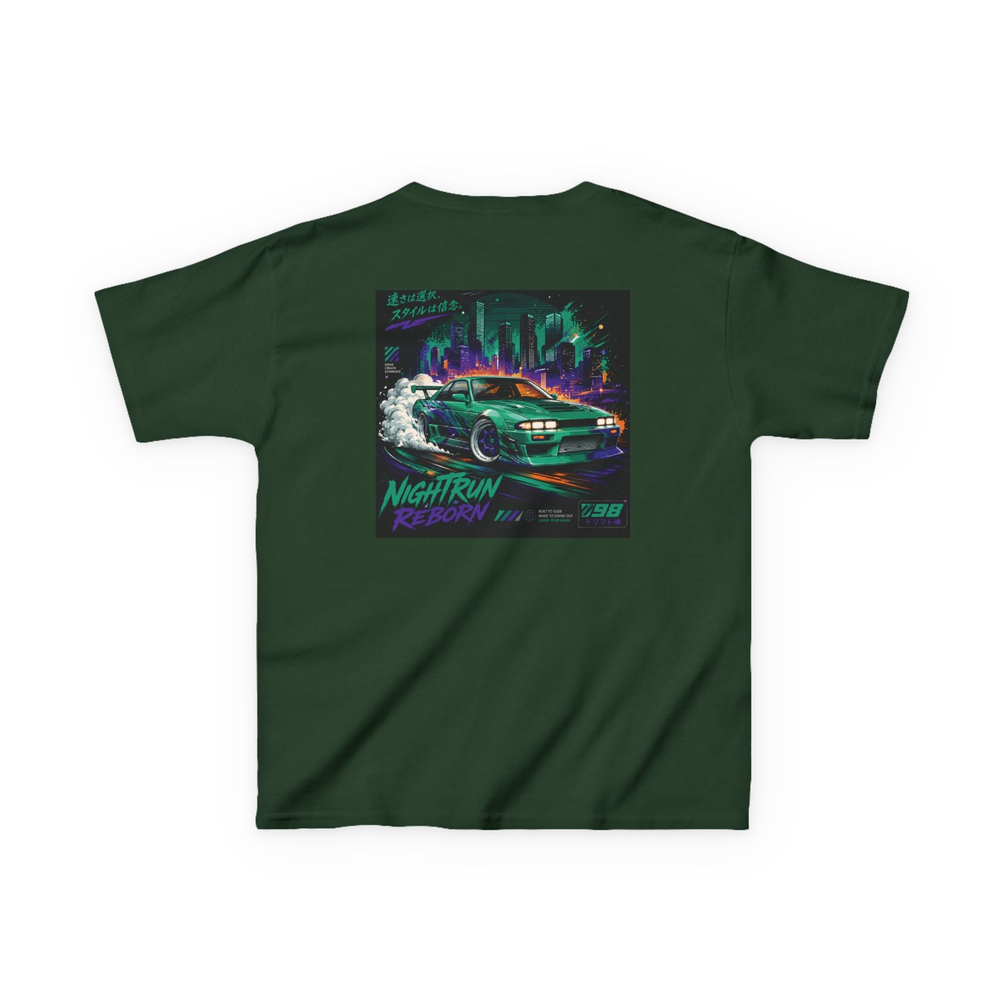 Boys Tee "Retro Nightrun Drift Car" Graphic (Neon City)