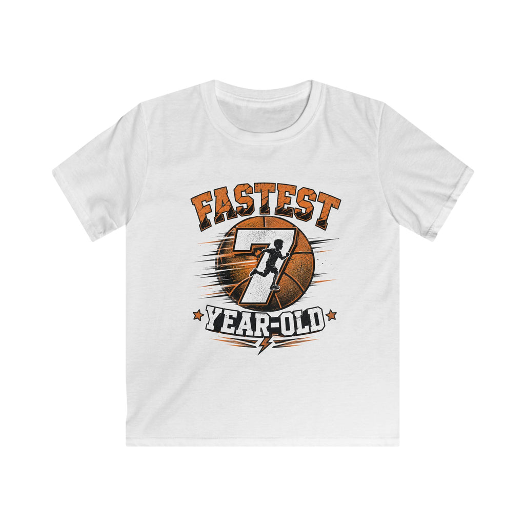 Kids Basketball 'Fastest 7 Year-Old' Sports Birthday Shirt