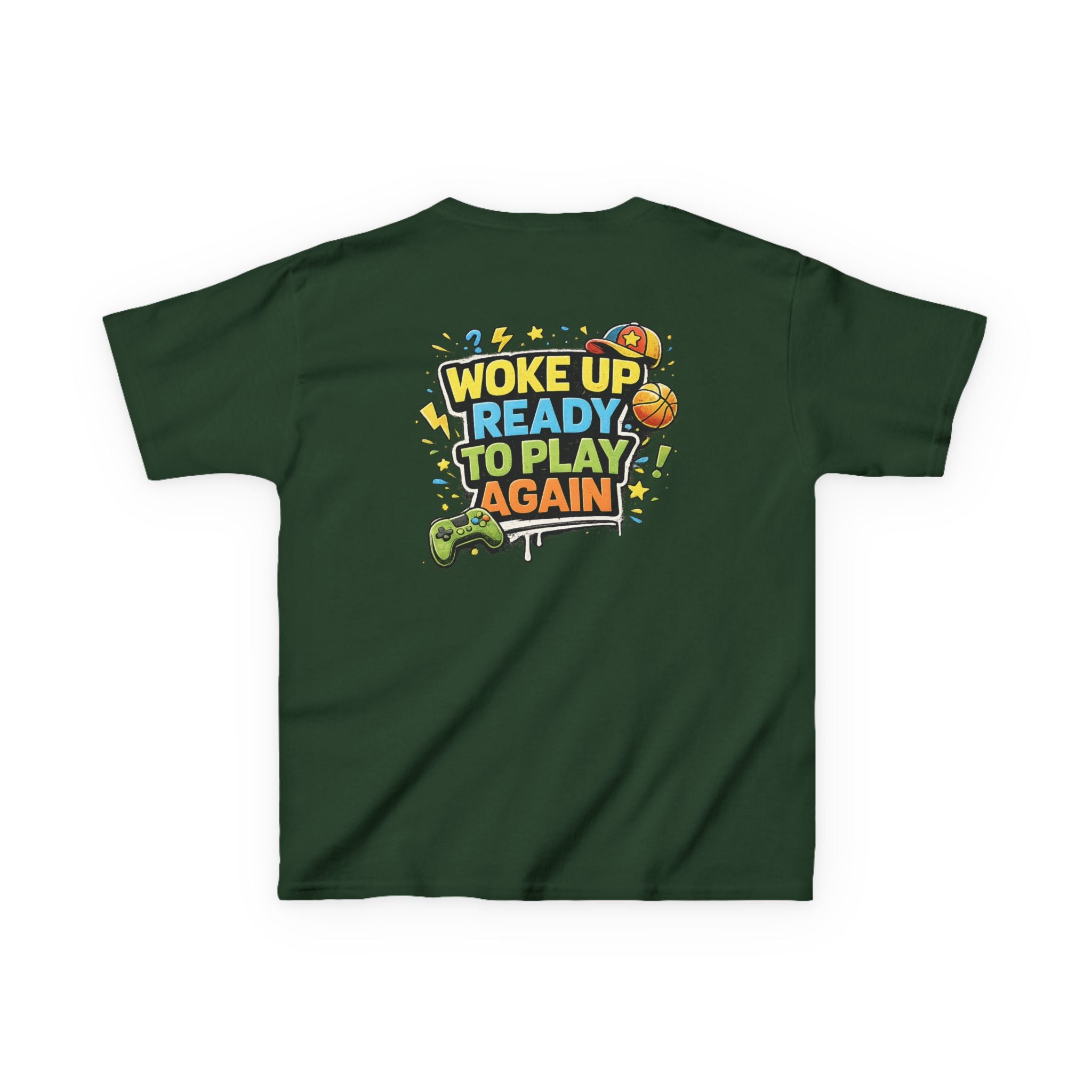 Kids Tee "Woke Up Ready to Play Again" Gamer Girls and Boys Graphic Tees