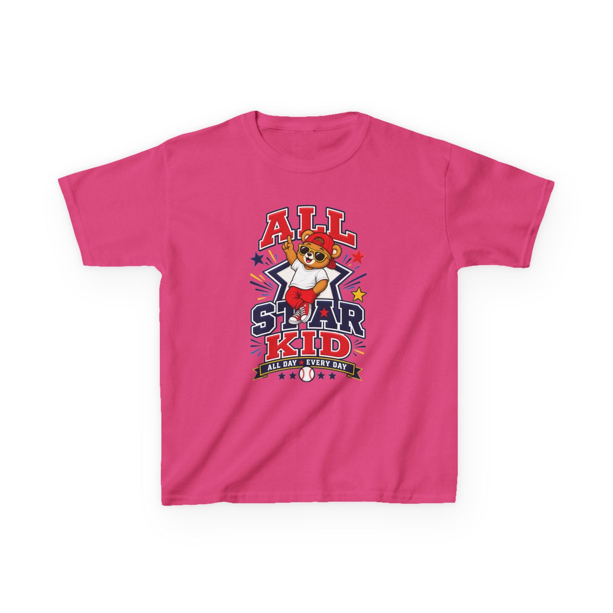 All Star Kid Kids T‑Shirt  Cute Baseball Bear Sports Graphic Tee