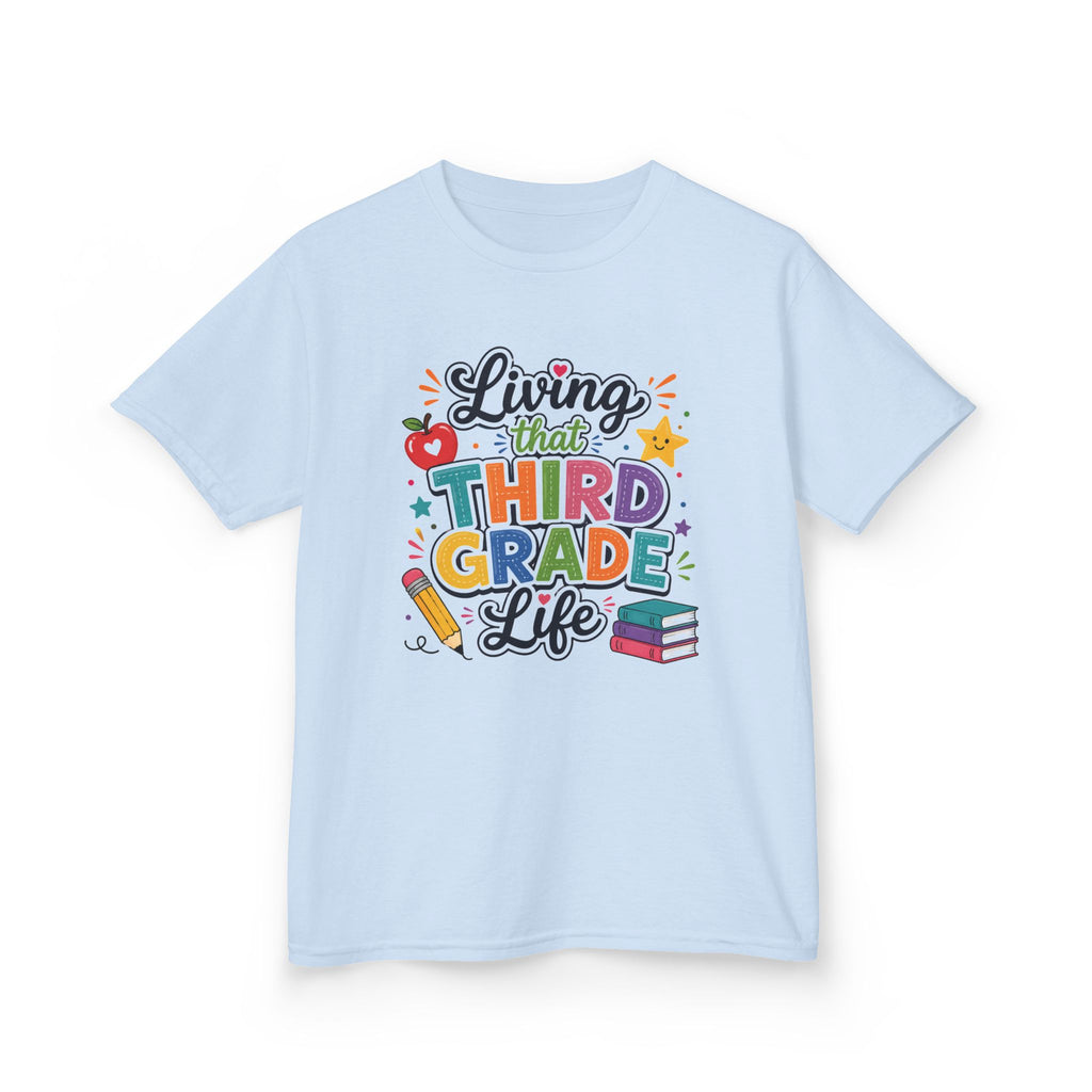 Kids "Living That Third Grade Life" T-Shirt Girls & Boys Colorful Back-to-School Tee