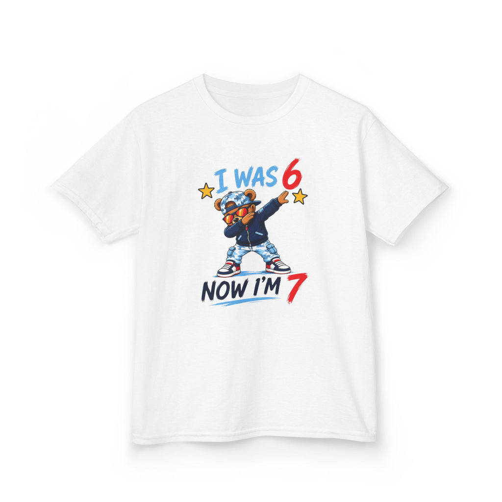 "I was 6 Now I'm 7" Boys Graphic kids Birthday T-Shirt Design