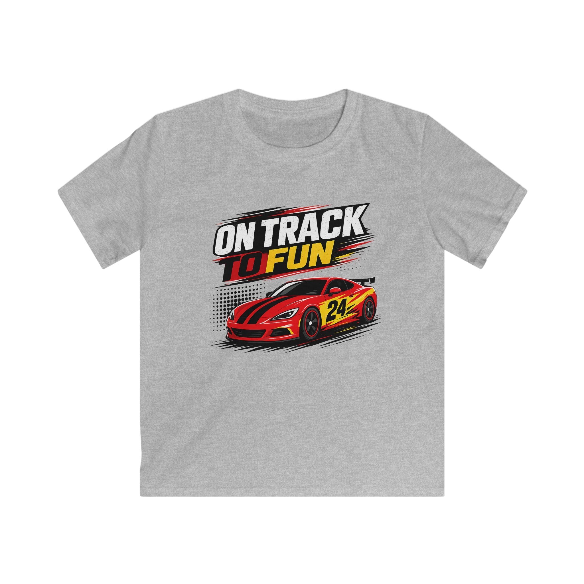 Kids Racing Tee "On Track to Fun" Red Race Car Shirt for Boys and Girls