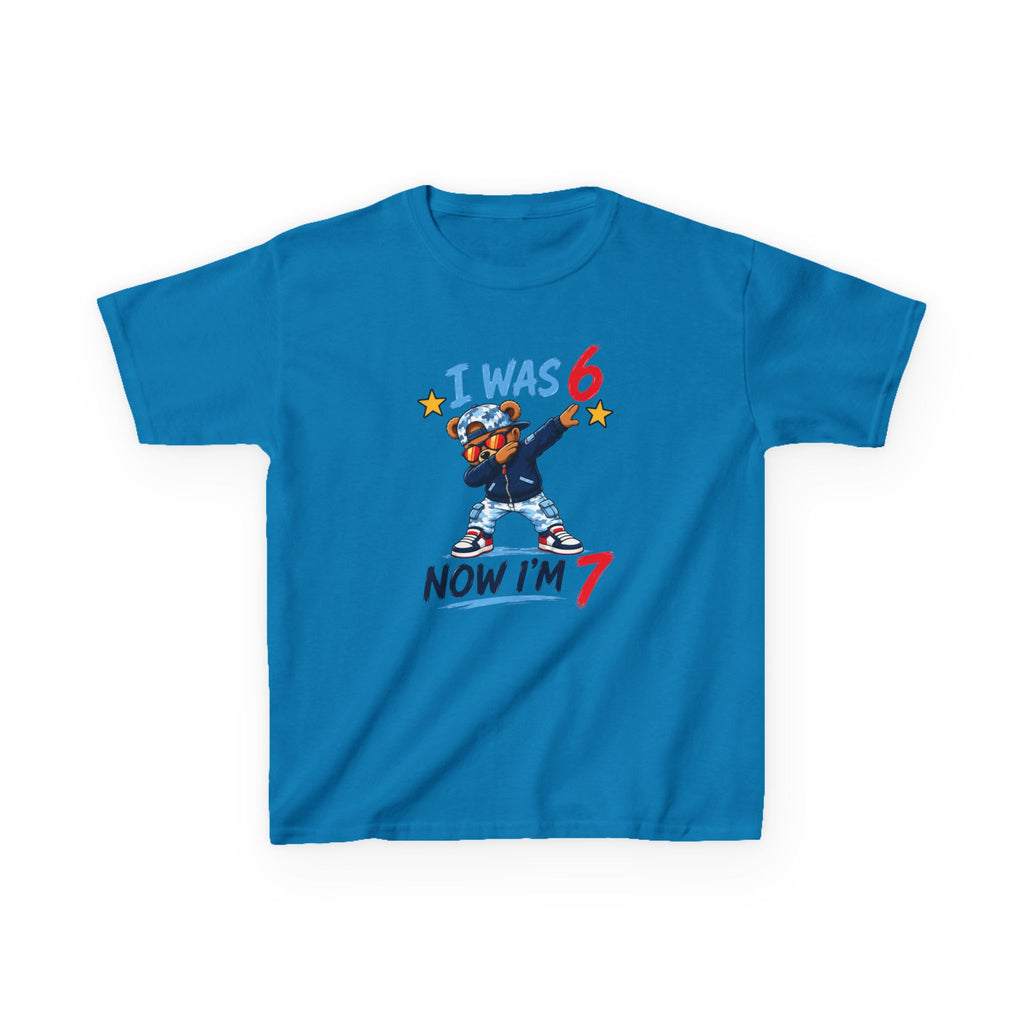 "I was 6 Now I'm 7" Boys Graphic kids Birthday T-Shirt Design