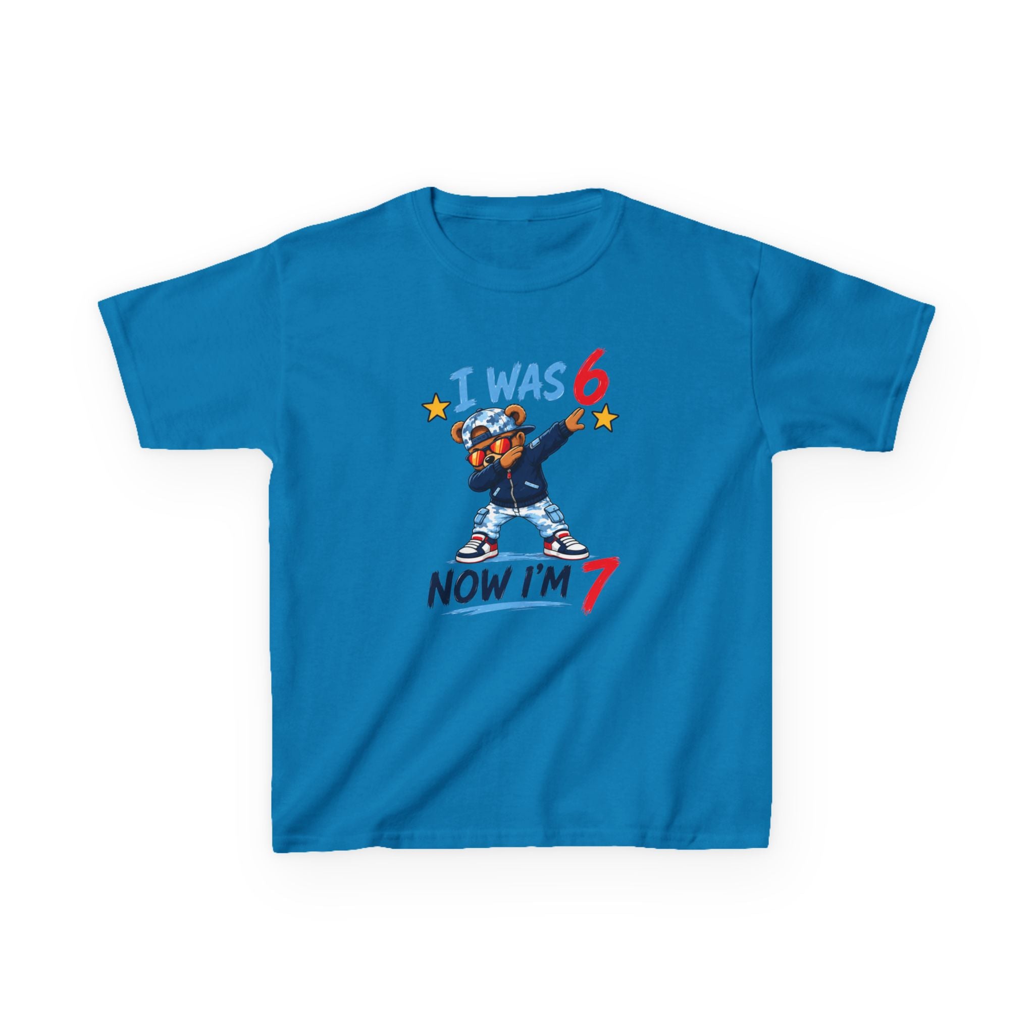 "I was 6 Now I'm 7" Boys Graphic kids Birthday T-Shirt Design