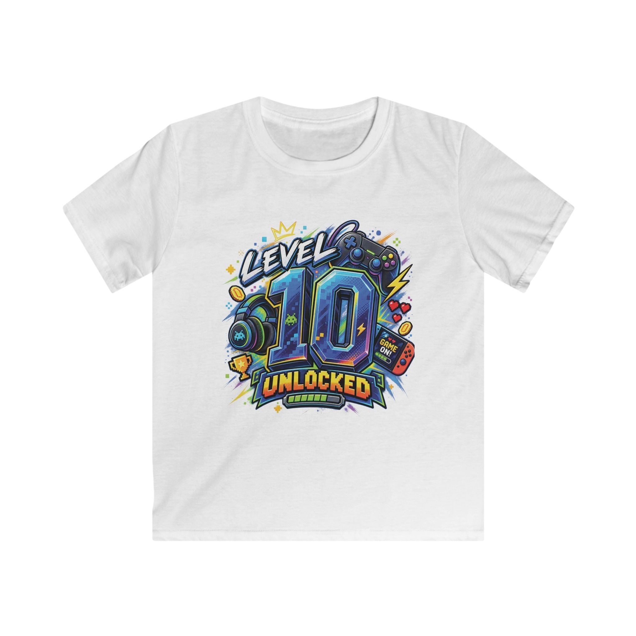 Kids Tee "Level 10 Unlocked" Birthday Gamer Shirt