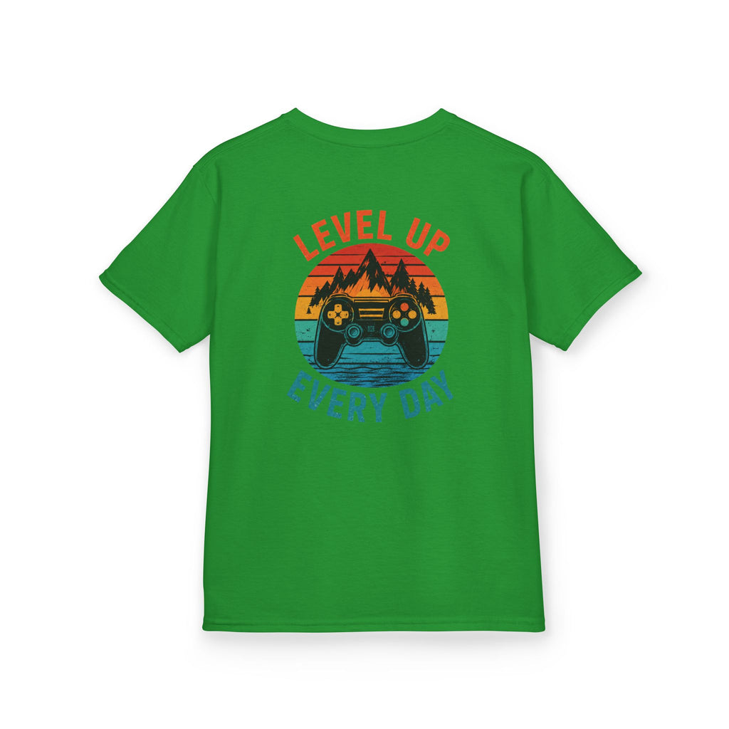 Kids Tee "Level Up Every Day" Retro Gamer Graphic