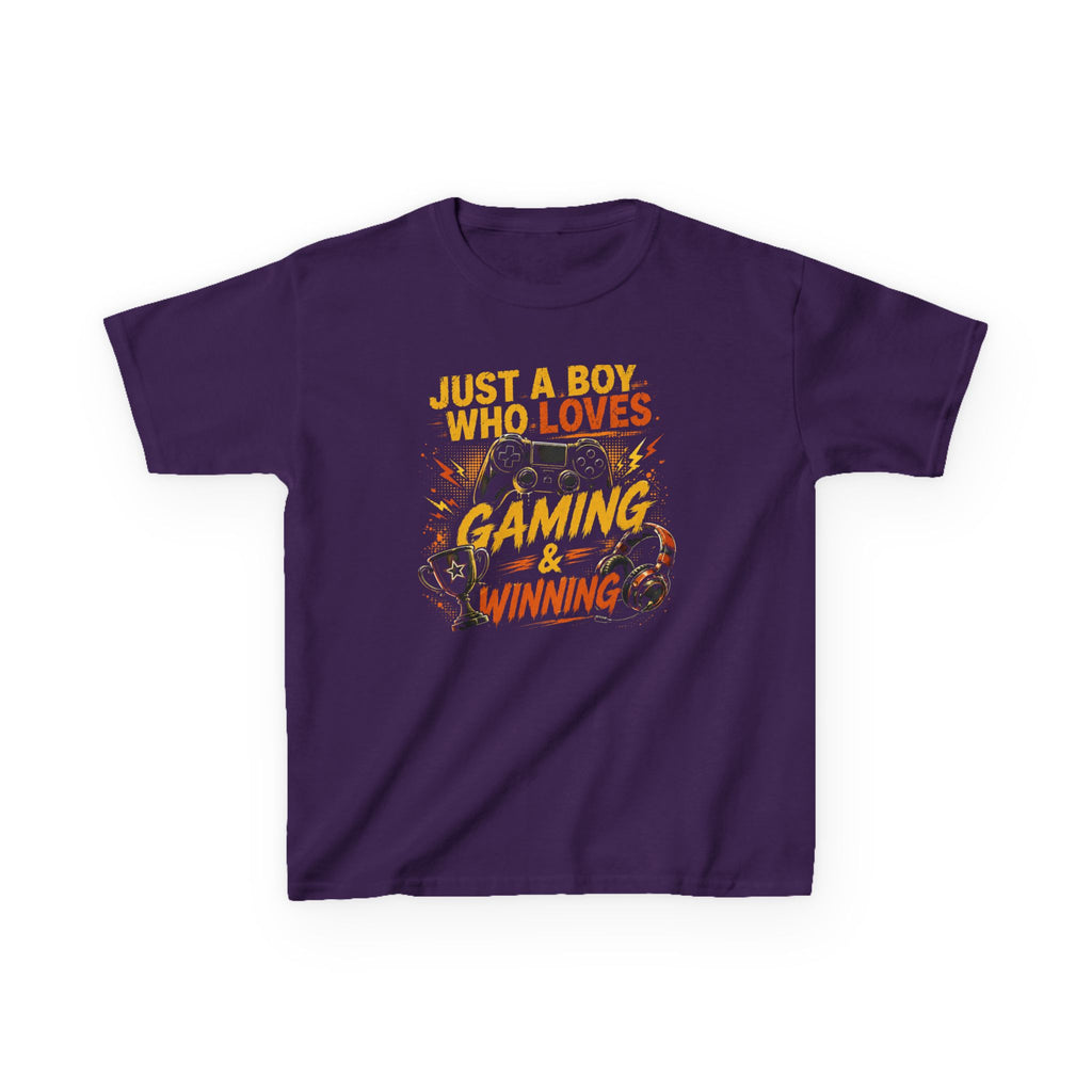 Just a Boy Who Loves Gaming & Winning Graphic kids Gamer T-Shirt Design