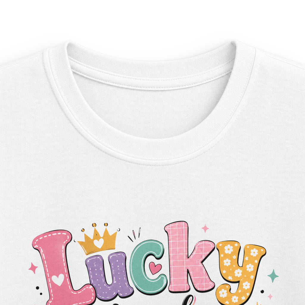 Girls "Lucky Number 7" T-Shirt Cute St. Patrick's Day Rainbow & Clover Tee