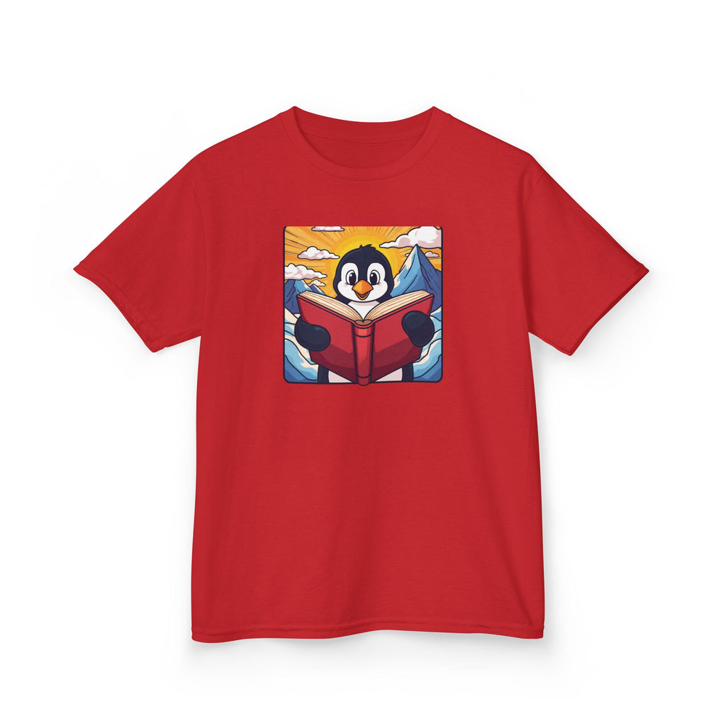 Kids Penguin Reading Tee Cute Book-Lover Shirt for Children