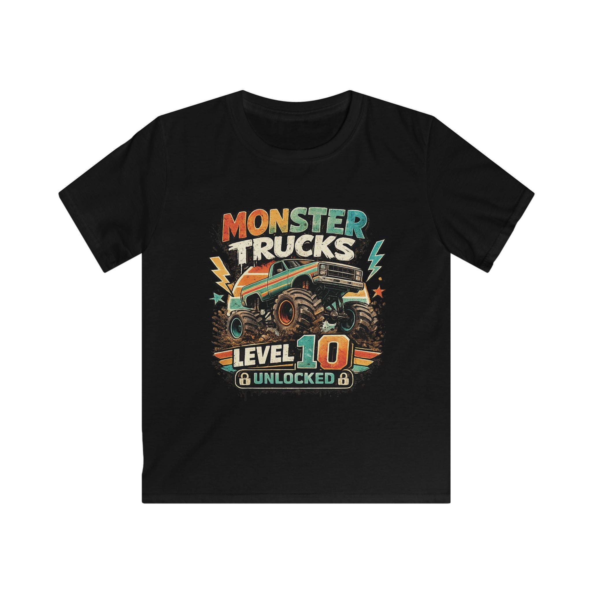Monster Trucks Level 10 Kids Tee Birthday Adventure Shirt
