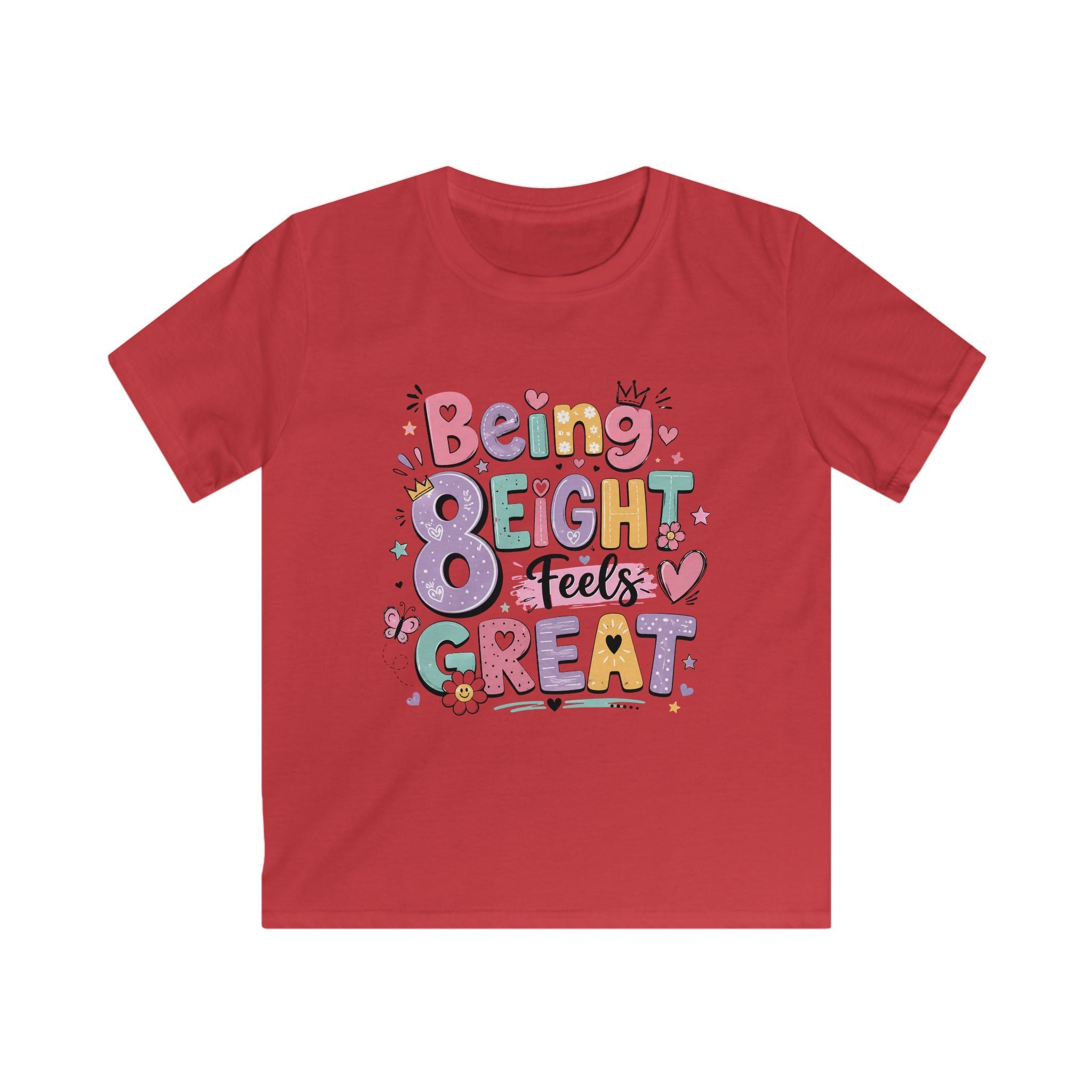 Kids "Being Eight Feels Great" Birthday T-Shirt