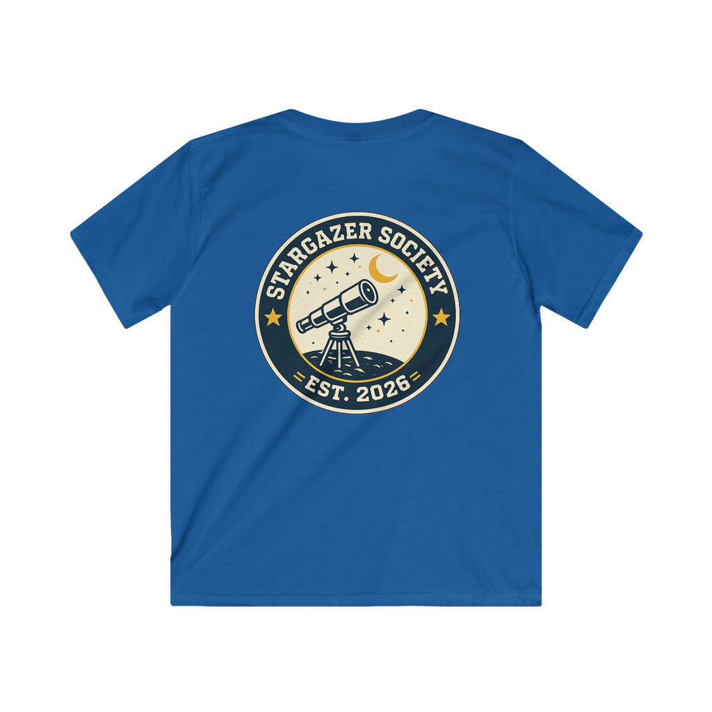 "Stargazer Society" Kids Tee Telescope 'Est. 2026' For Boys & Girls