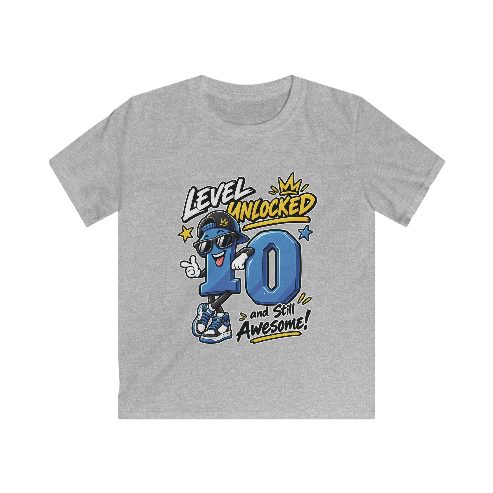 Kids 10th Birthday T-Shirt "Level Unlocked 10 and Still Awesome"