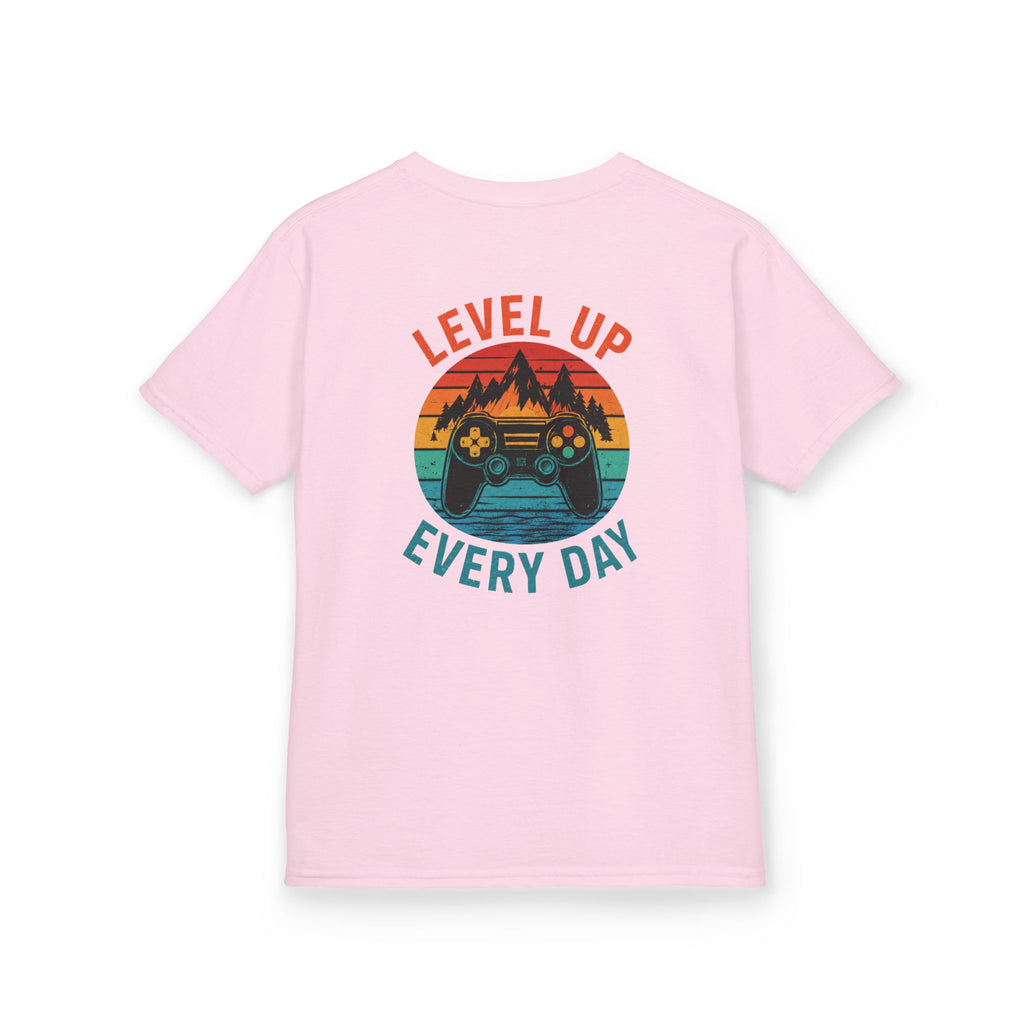 Kids Tee "Level Up Every Day" Retro Gamer Graphic