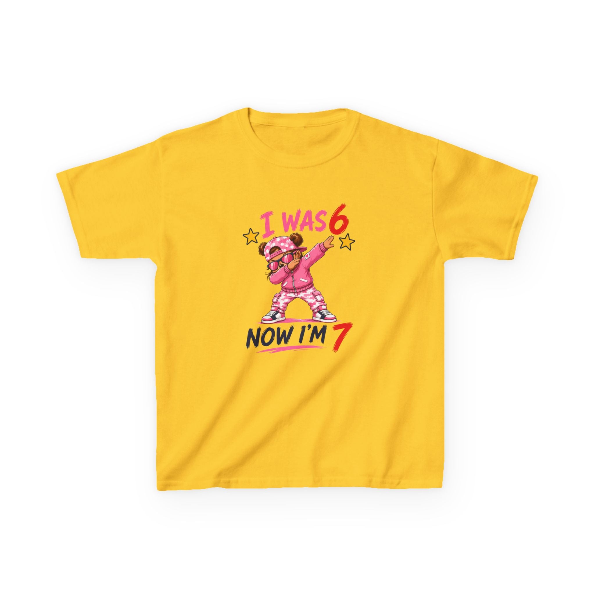 " I was 6 Now I'm 7" Girls Graphic kids Birthday T-Shirt Design