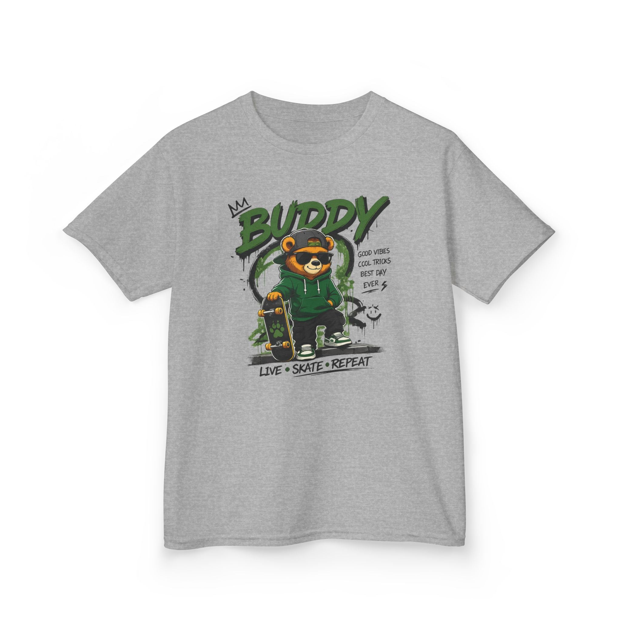 Kids Skateboard Tee "Buddy" Graphic Live • Skate • Repeat Boys and Girls Graphic Tee