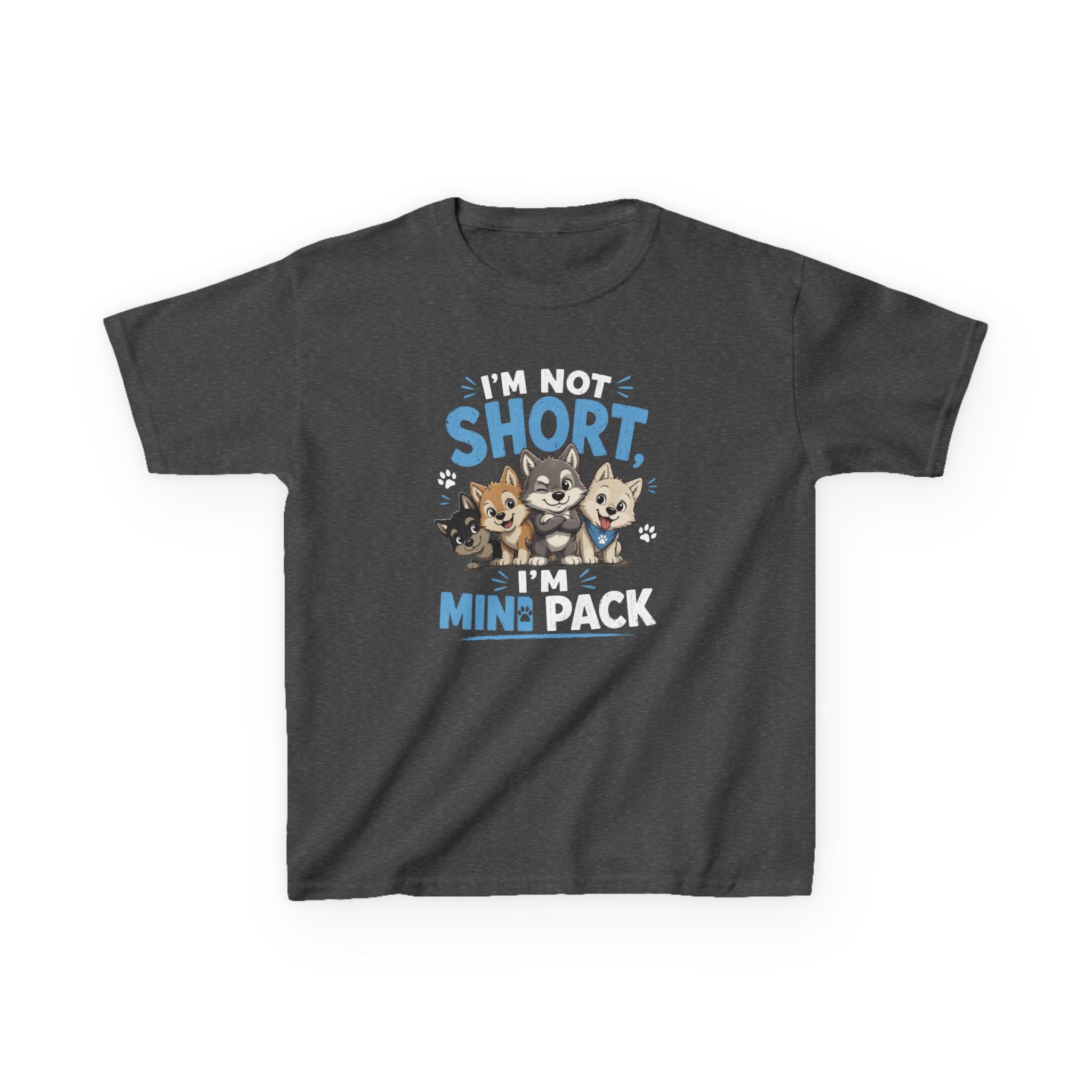 Kids Tee "I'm Not Short, I'm Mini Pack" Cute Husky Puppy Shirt