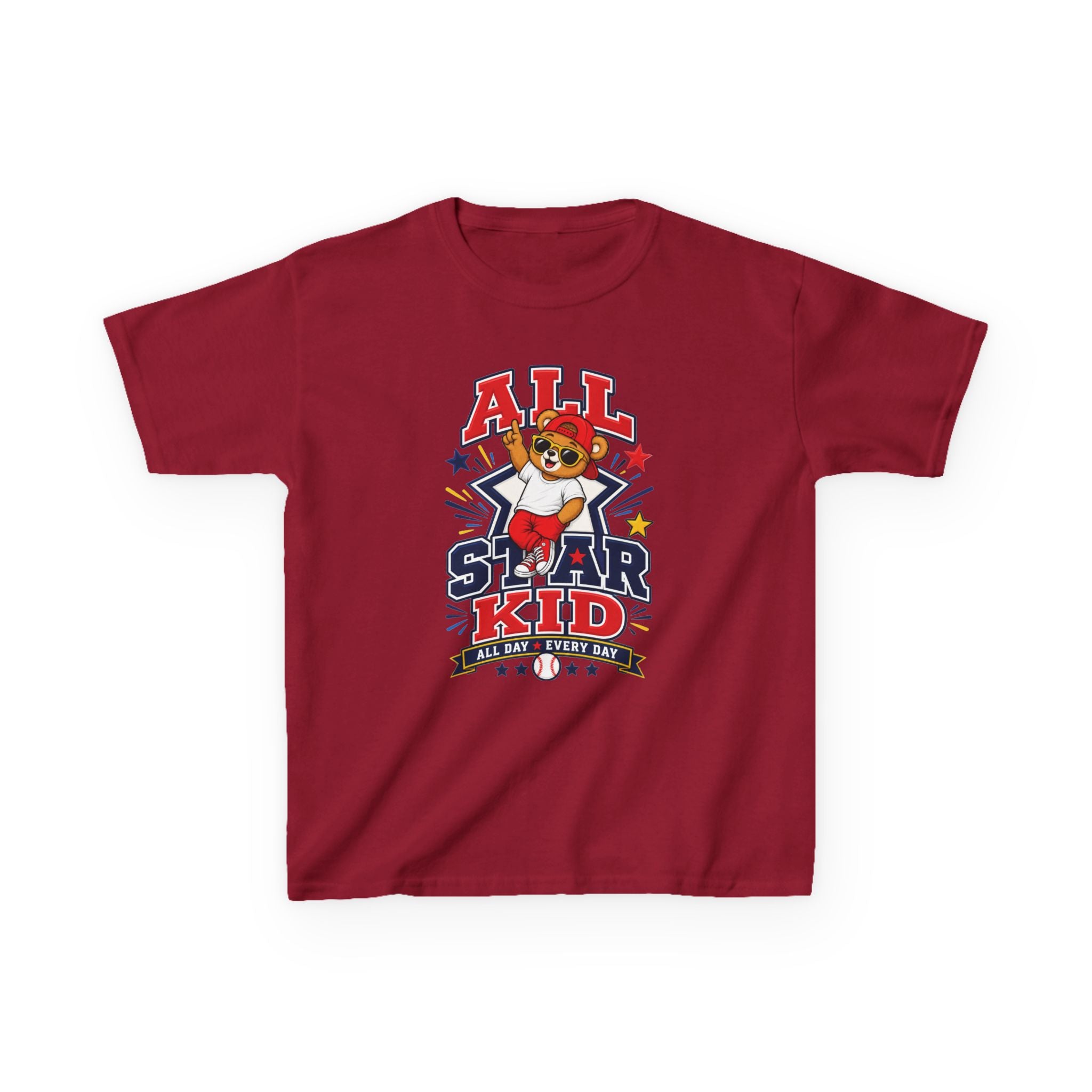 All Star Kid Kids T‑Shirt  Cute Baseball Bear Sports Graphic Tee