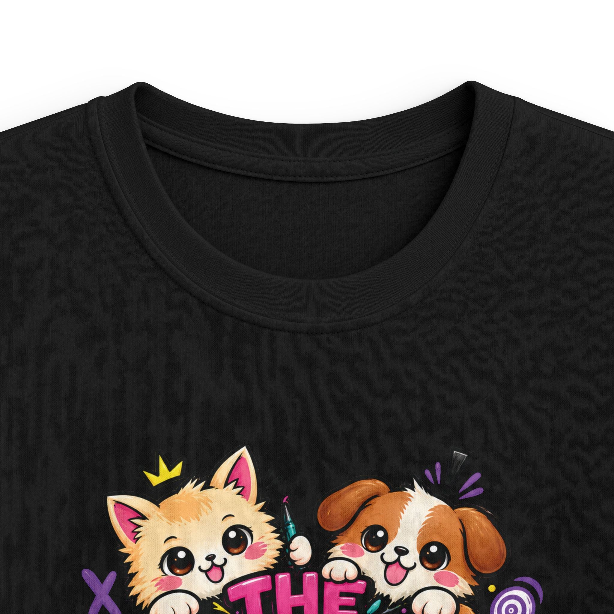 Cute Puppy & Kitten "The Cute Ones Are The Trouble Maker" Graphic Girls T-Shirt