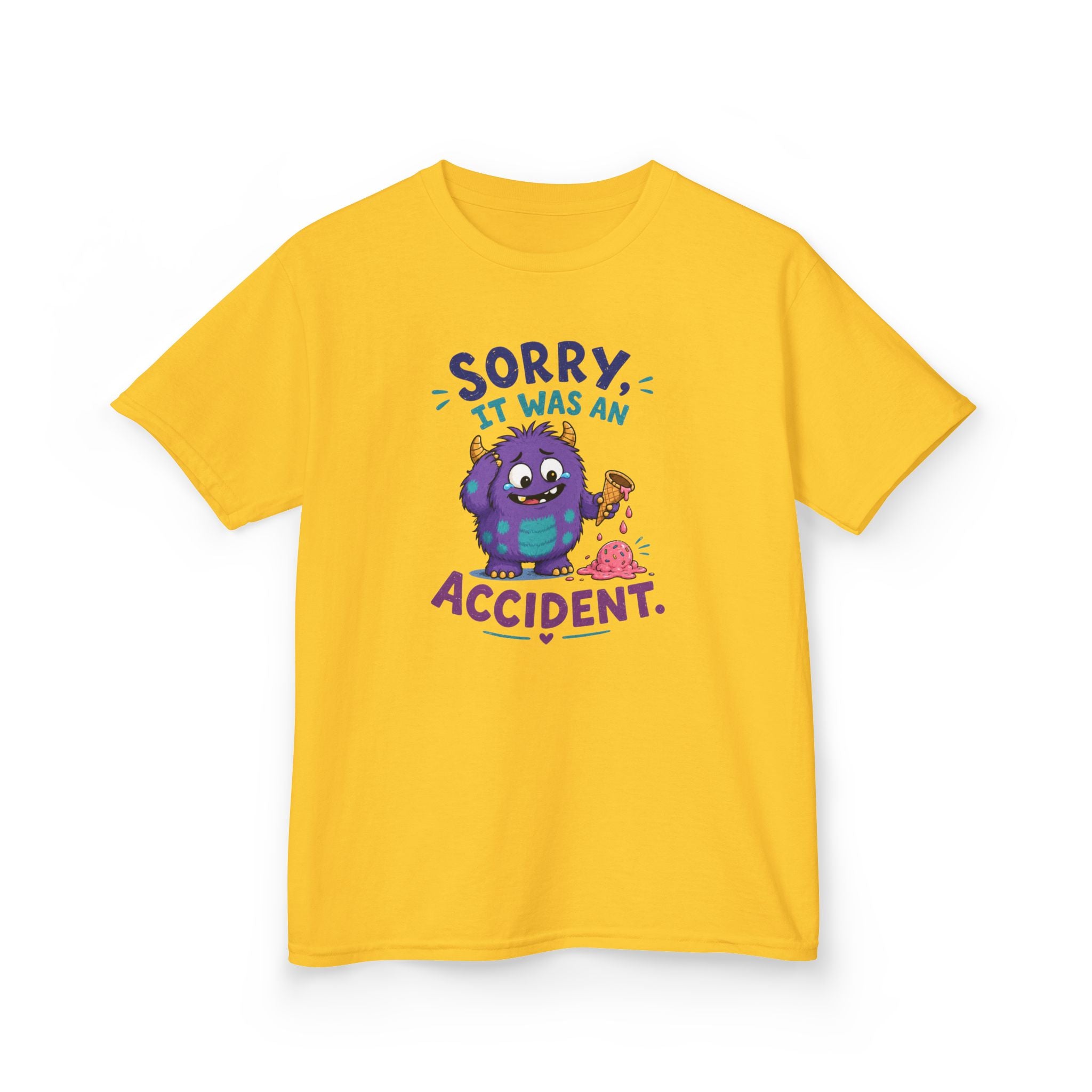 Kids Tee Cute Monster "Sorry, It Was An Accident" Funny Kids Shirt