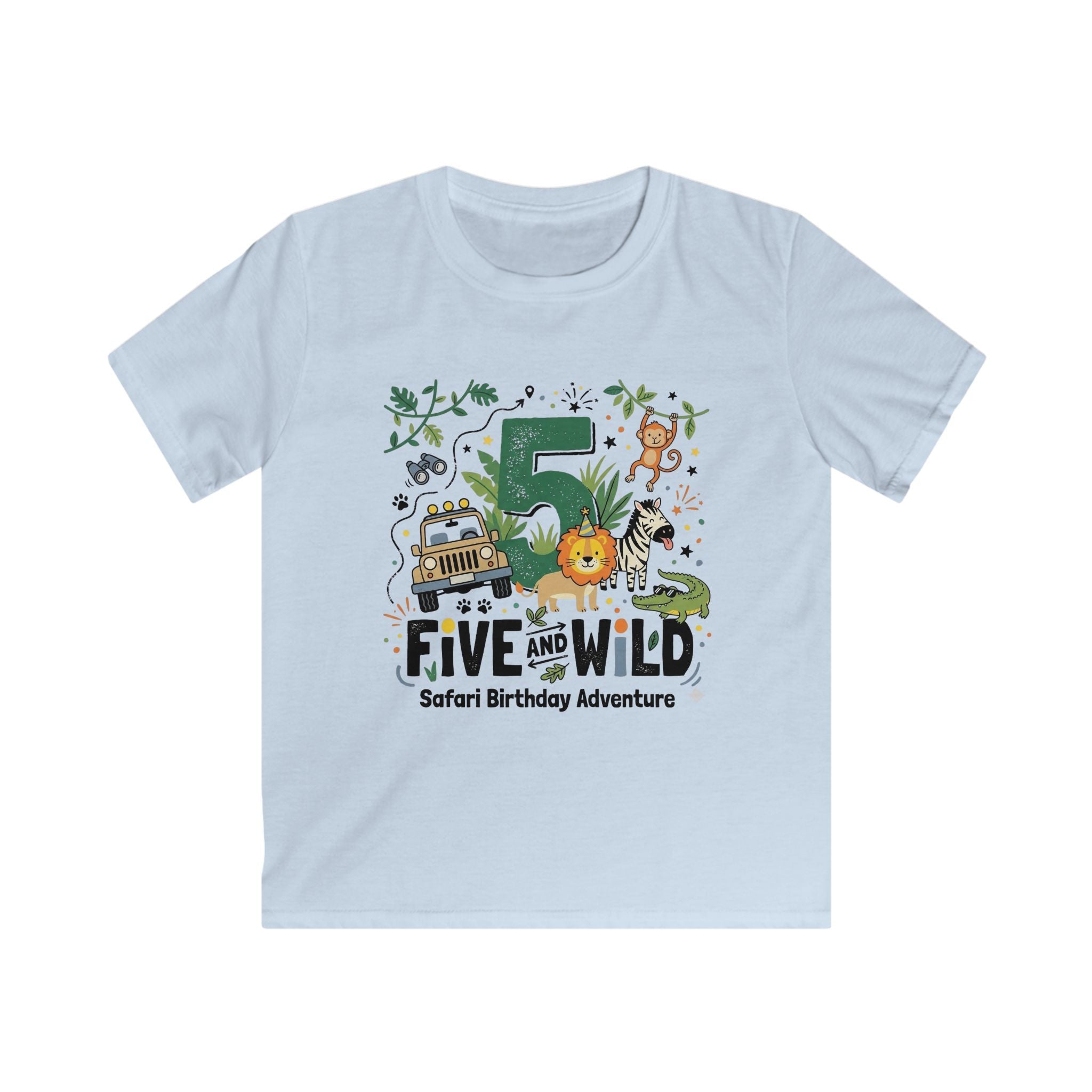 Kids 5th Birthday Safari Tee – "Five and Wild" Jungle Safari Shirt