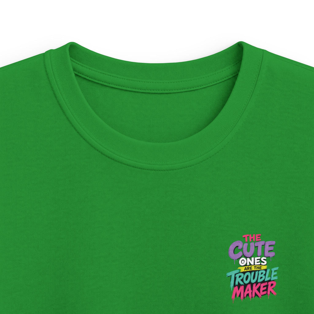Cute Puppy & Kitten "The Cute Ones Are The Trouble Maker" Graphic Girls T-Shirt