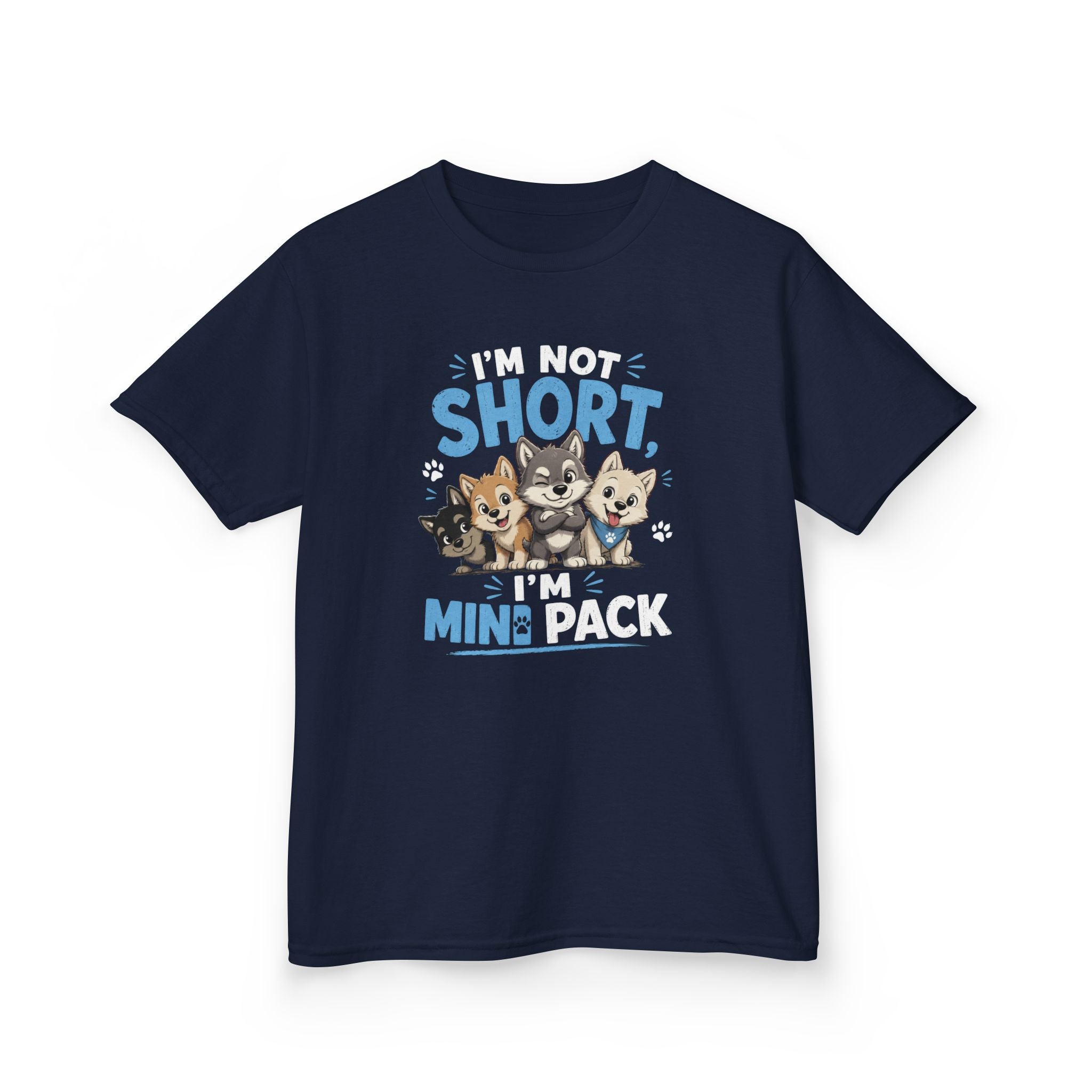 Kids Tee "I'm Not Short, I'm Mini Pack" Cute Husky Puppy Shirt