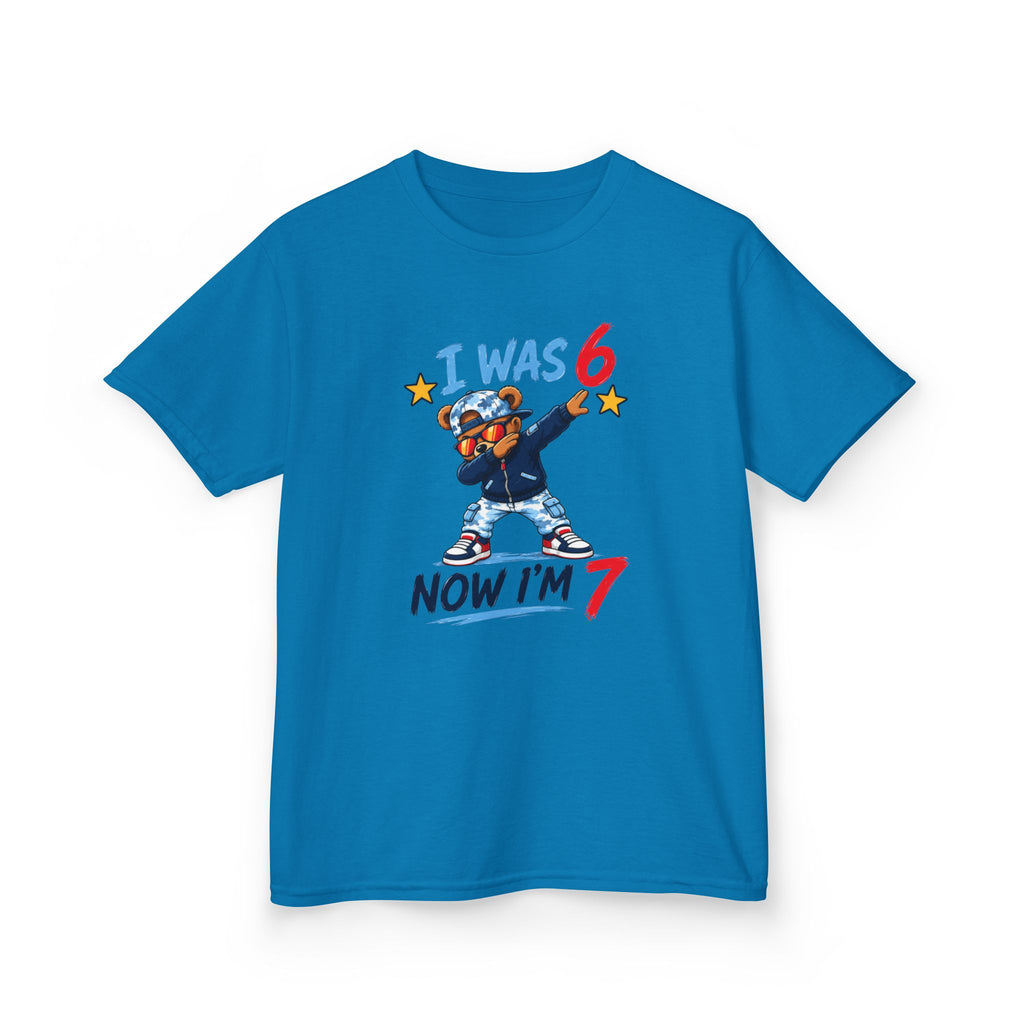 "I was 6 Now I'm 7" Boys Graphic kids Birthday T-Shirt Design