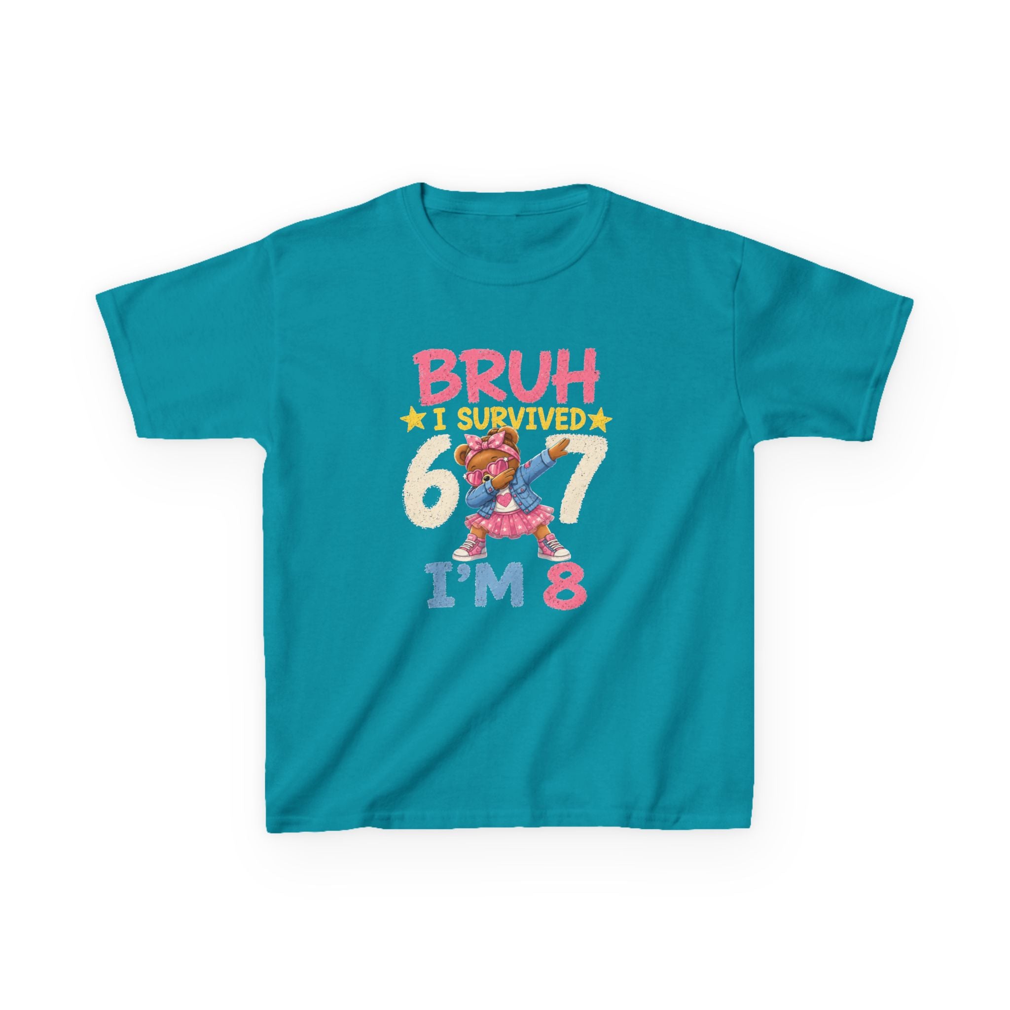 Kids Tee "Bruh I Survived 6/7 I'm 8" Birthday T-Shirt