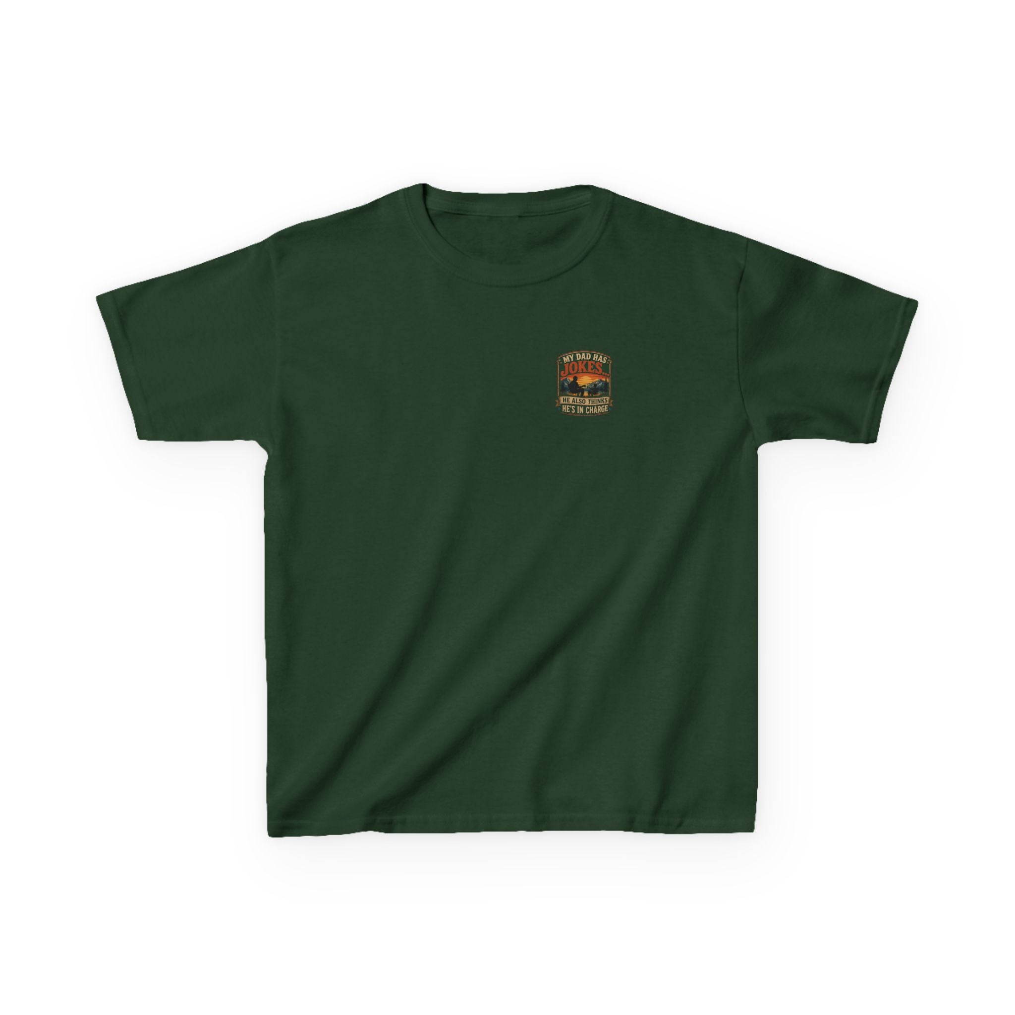 Kids Tee “My Dad Has Jokes… He Also Thinks He’s In Charge” Family Father’s Day Shirt