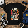 Kids ADHD Cat T-Shirt - "I Got ADHD" Funny Retro Design