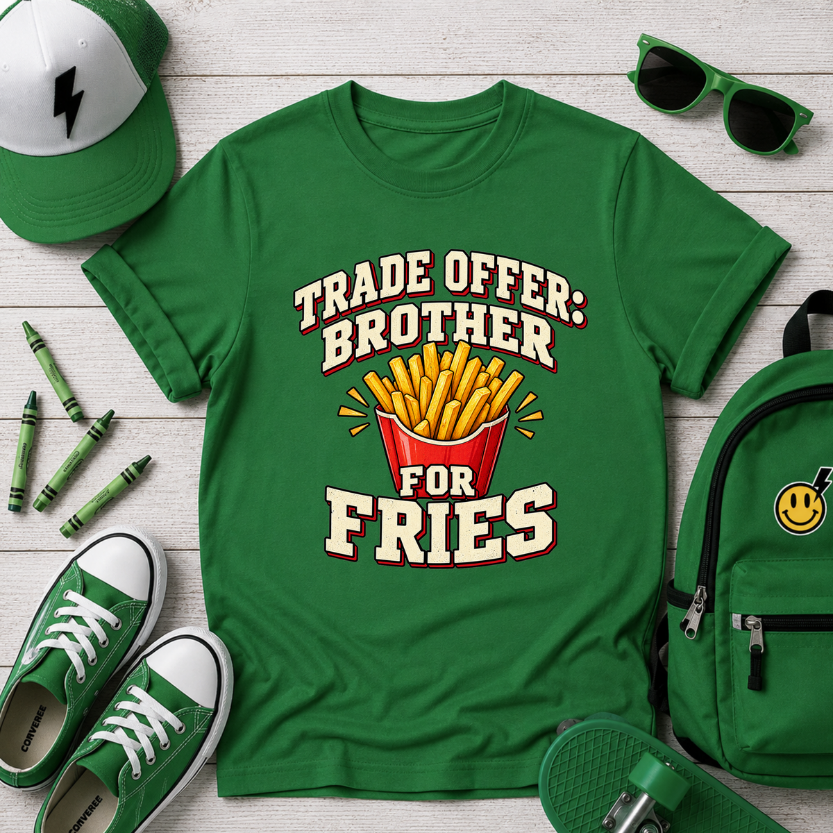 Kids 'Trade Offer: Brother for Fries' Funny Graphic Tee