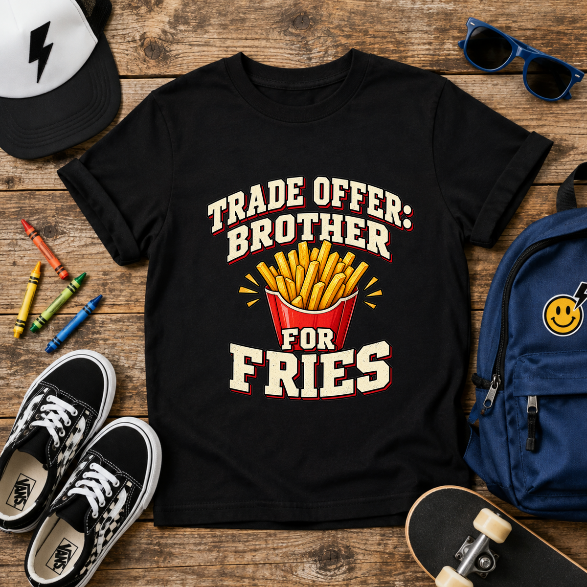 Kids 'Trade Offer: Brother for Fries' Funny Graphic Tee