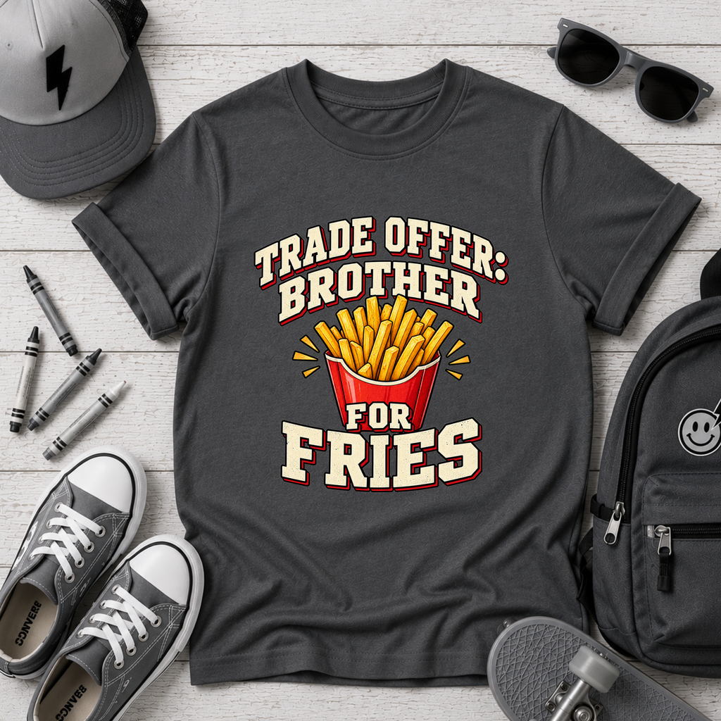 Kids 'Trade Offer: Brother for Fries' Funny Graphic Tee