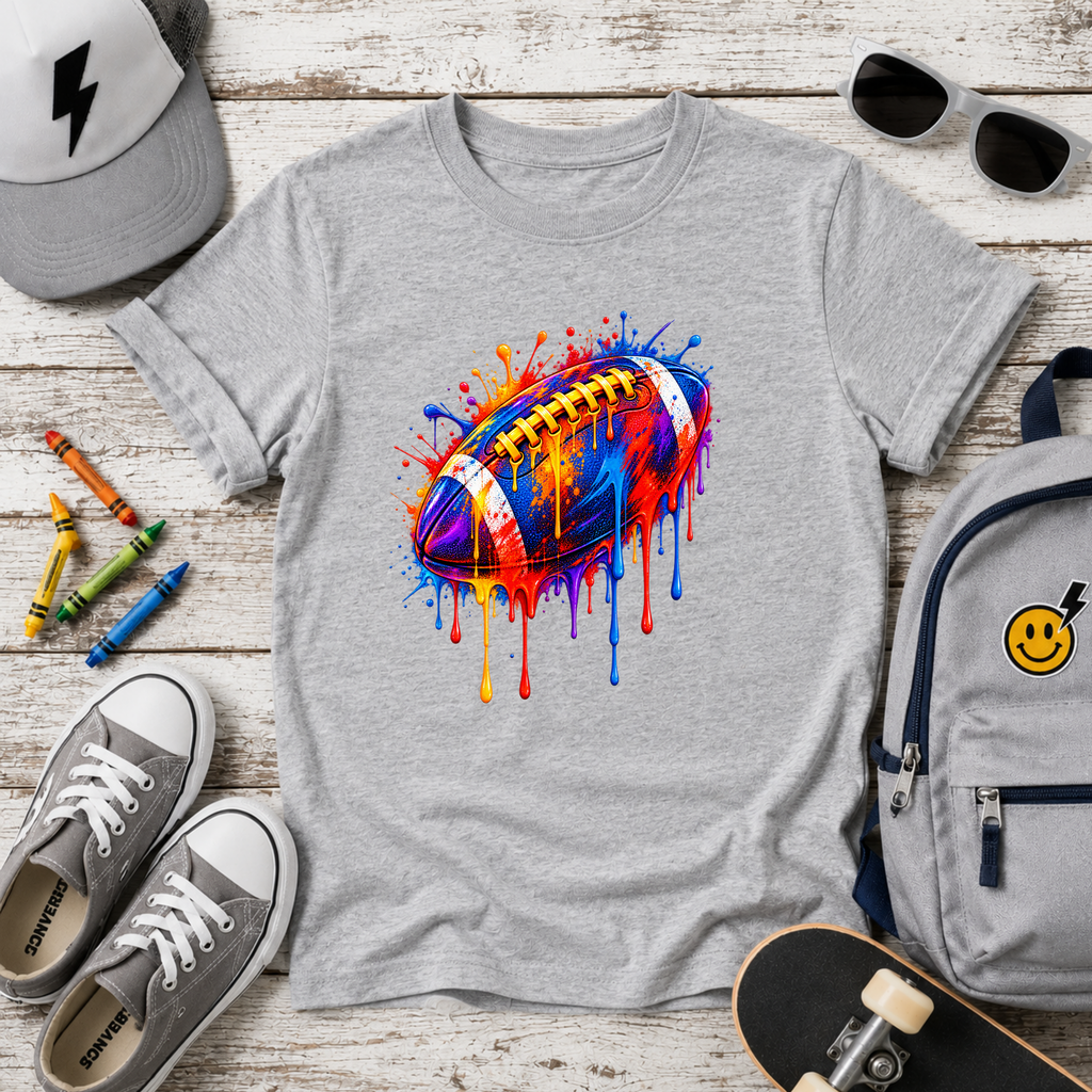 Kids T-Shirt Colorful Drip Football Sports Graphic Tee