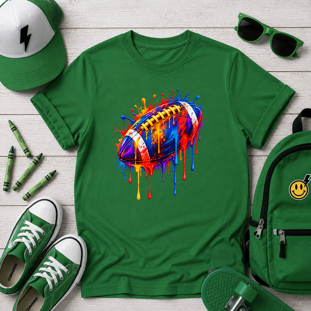 Kids T-Shirt Colorful Drip Football Sports Graphic Tee