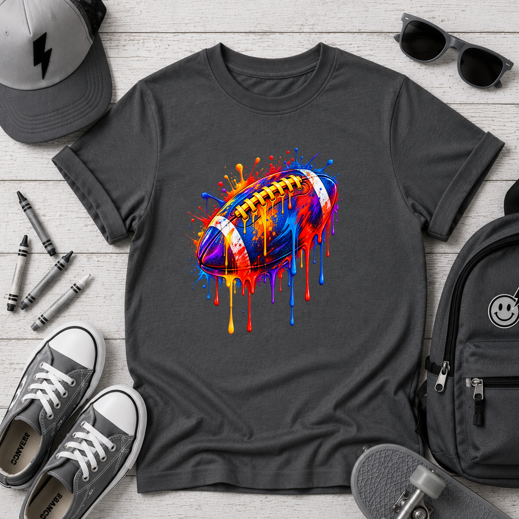 Kids T-Shirt Colorful Drip Football Sports Graphic Tee