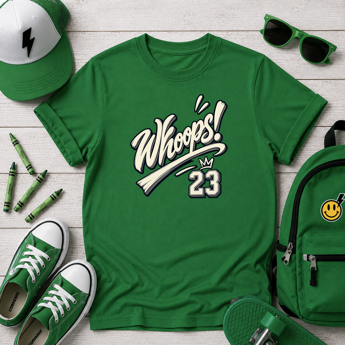 Whoops! Kids Sports Tee Vintage Baseball Bat Design (Number 23)