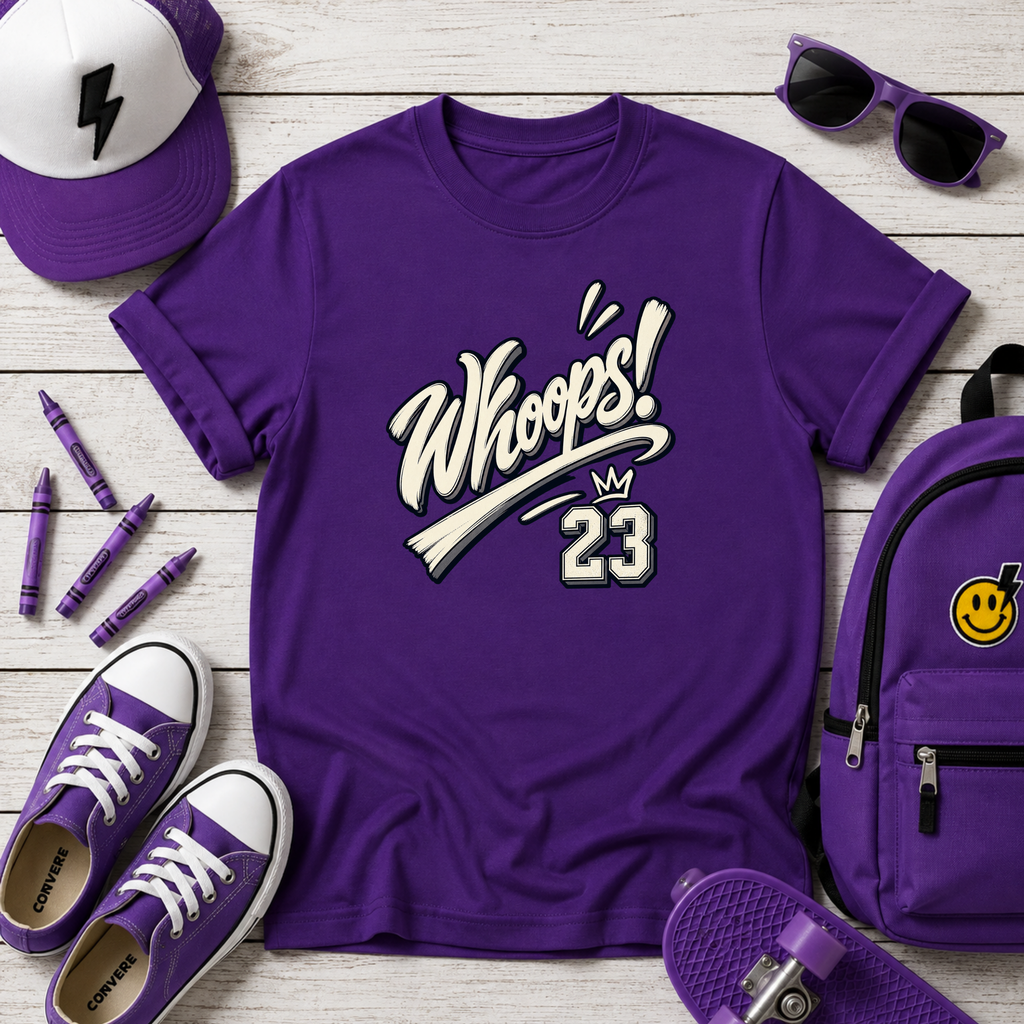 Whoops! Kids Sports Tee Vintage Baseball Bat Design (Number 23)